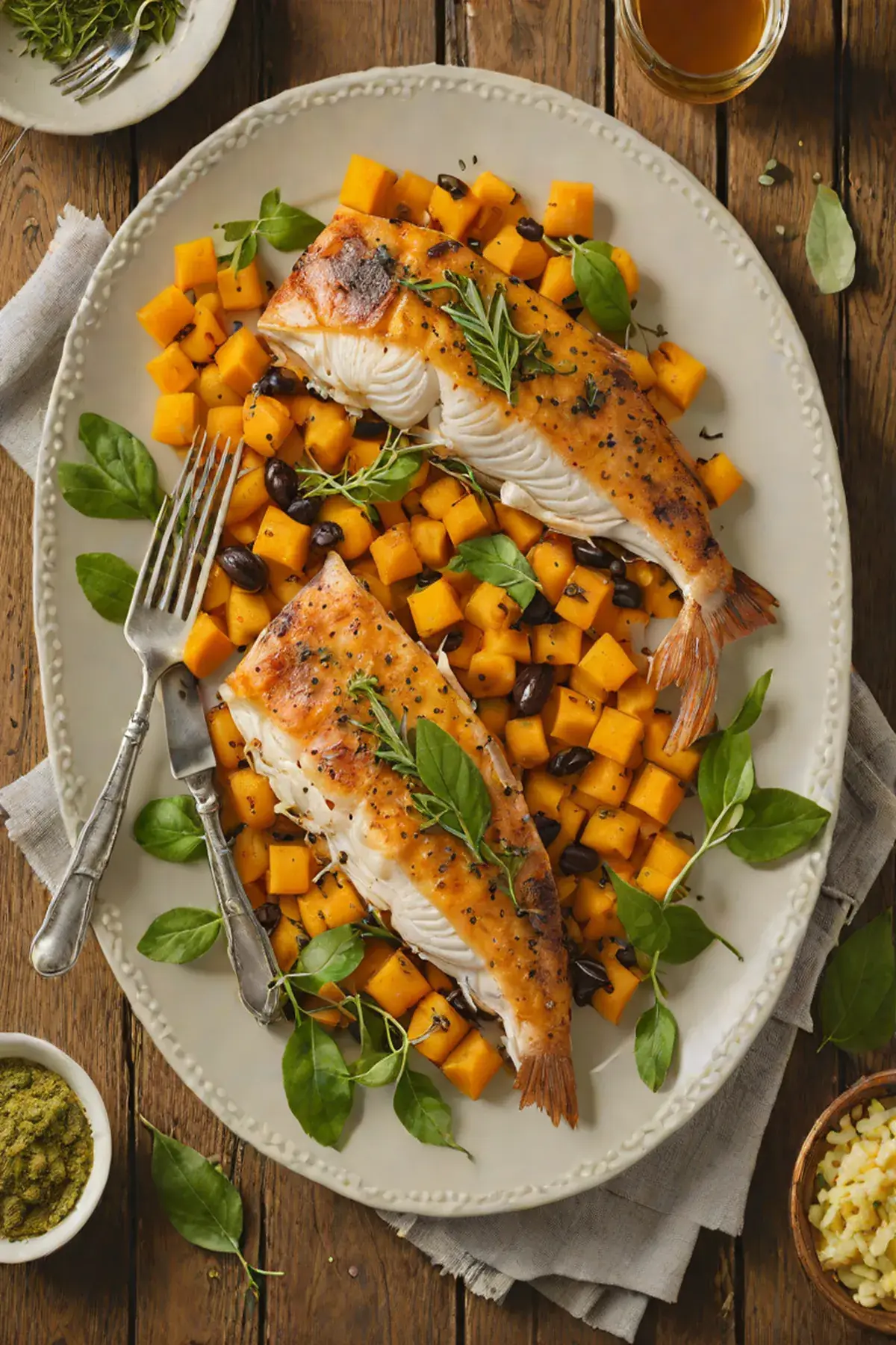 Roasted Catfish with Butternut Squash