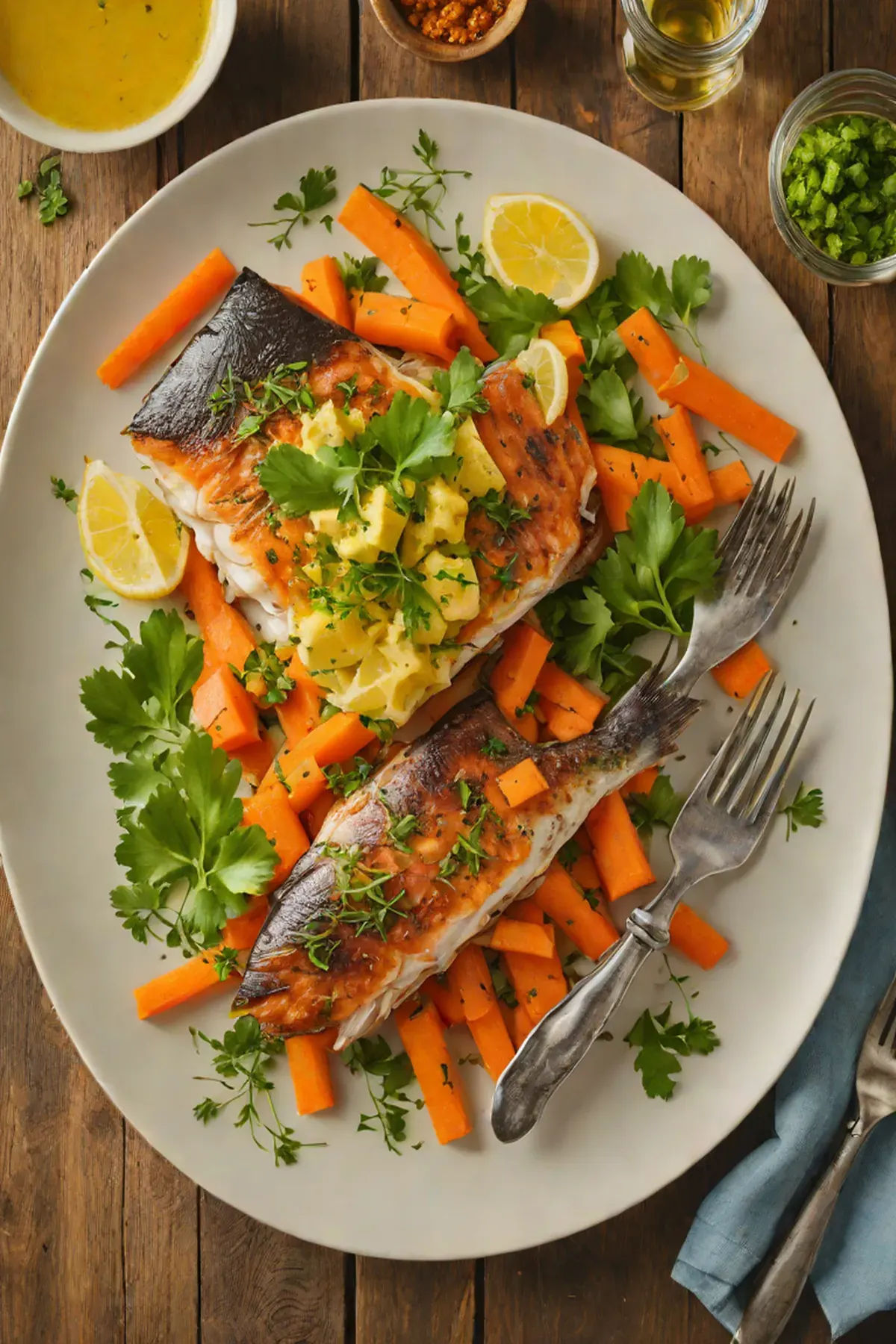Roasted Catfish with Carrot and Herb Butter