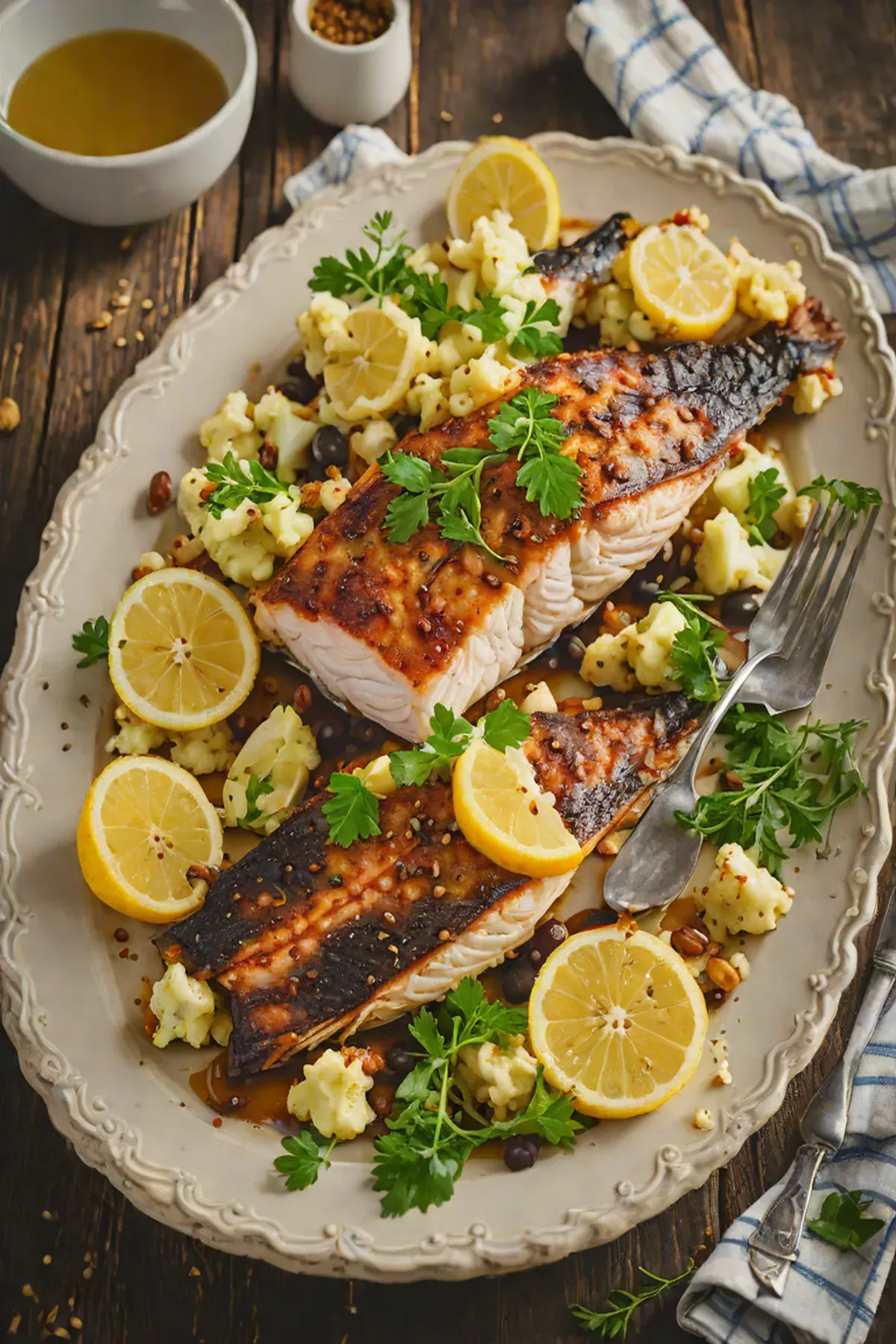 Roasted Catfish with Cauliflower