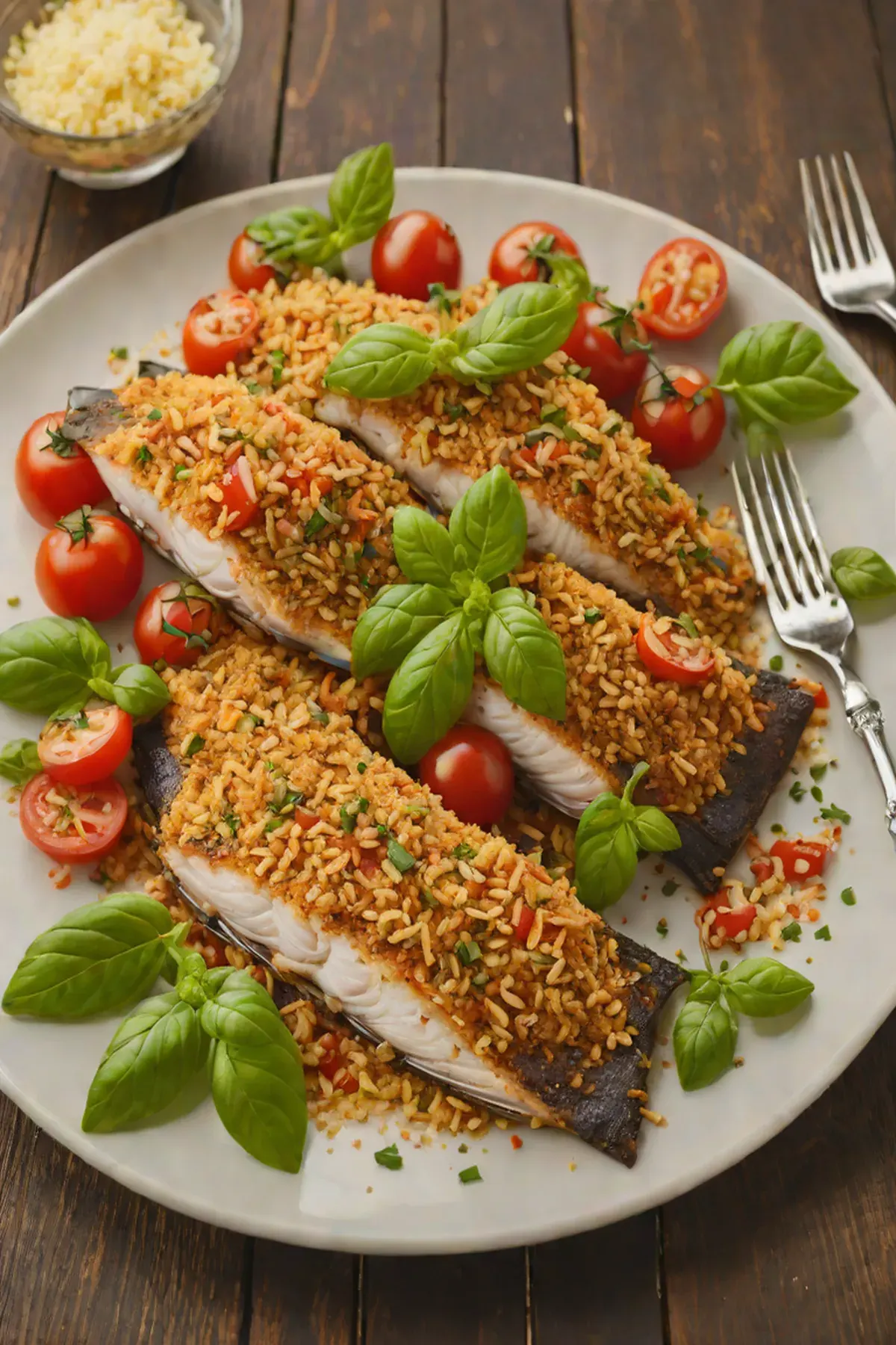Roasted Catfish with Tomato and Herb Crust