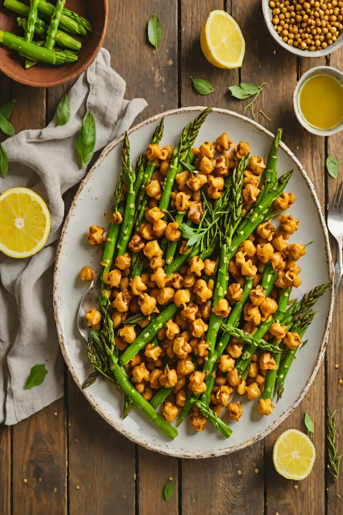 Roasted Chickpeas with Asparagus