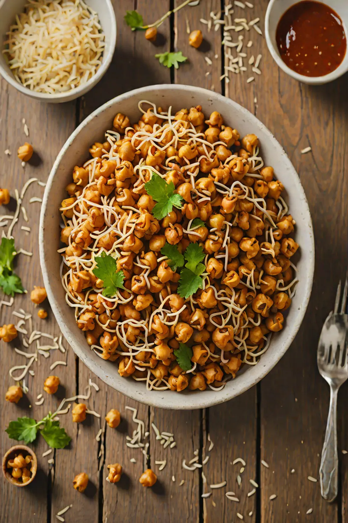 Roasted Chickpeas with Bean Sprout Crunch
