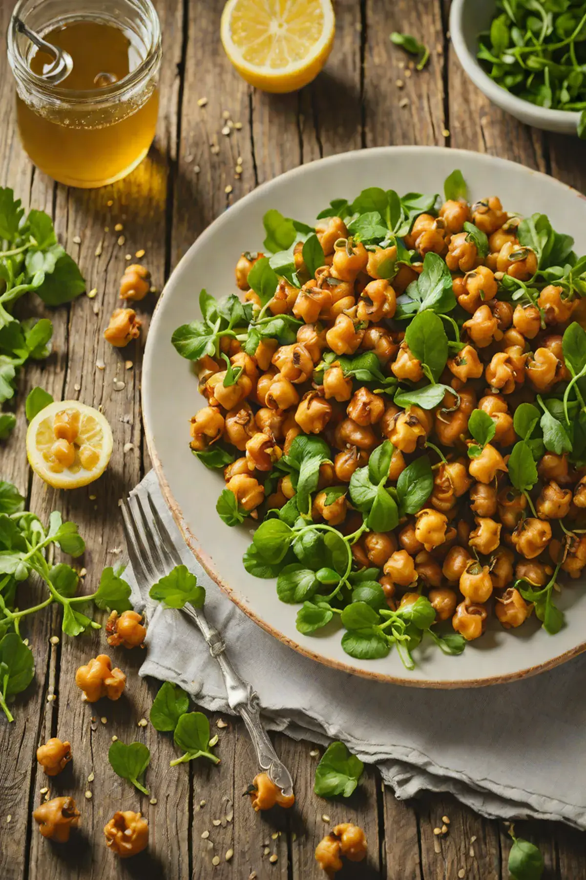 Roasted Chickpeas with Watercress