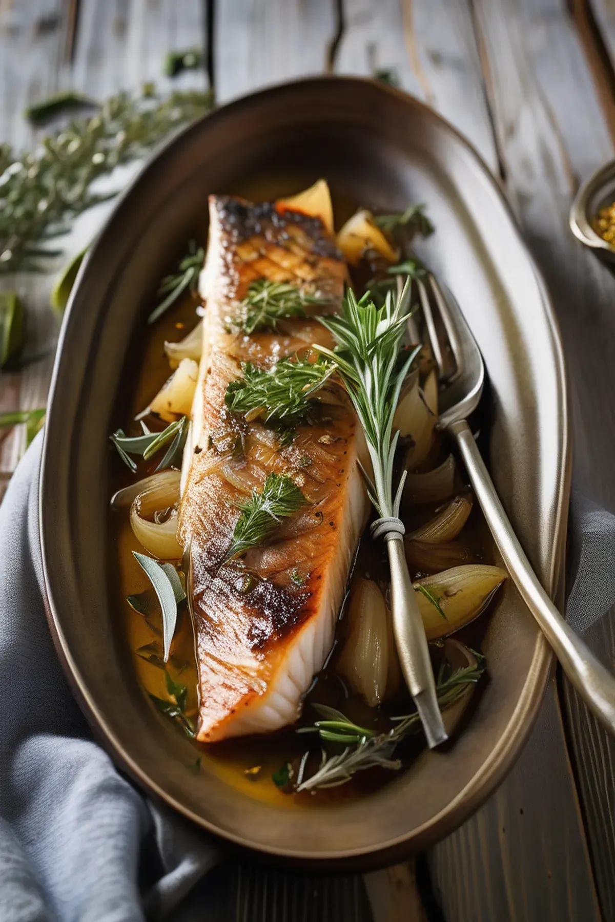 Roasted Cod with Caramelized Onion and Thyme