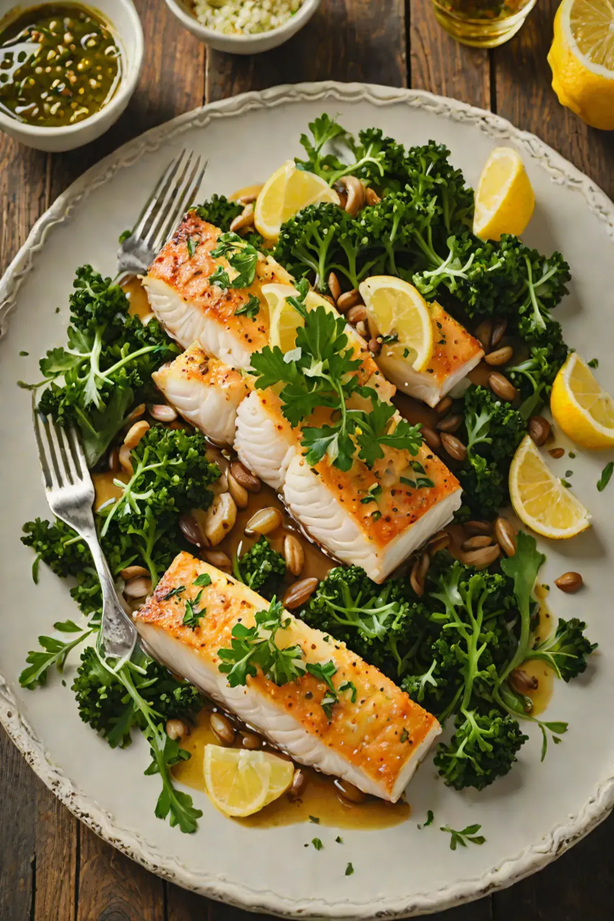Roasted Cod with Kale