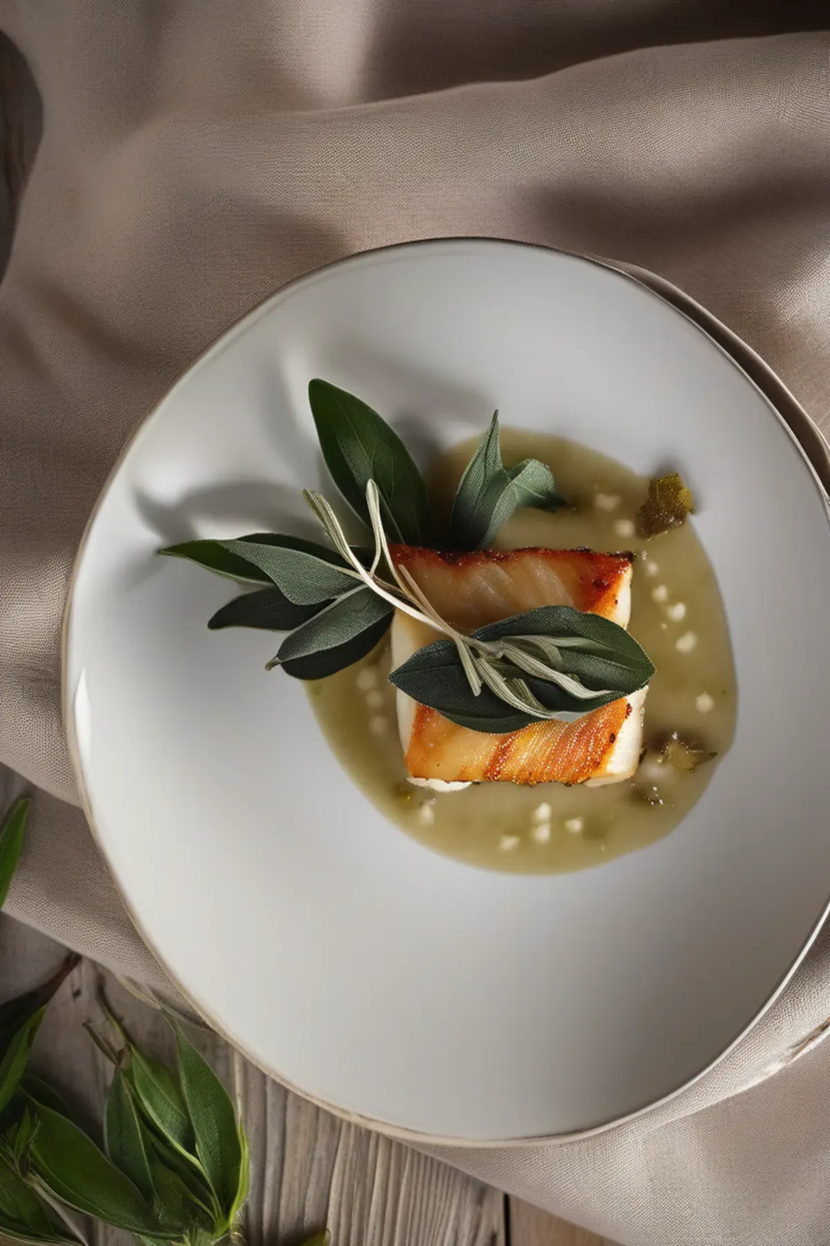 Roasted Cod with Parsnip Puree and Crispy Sage