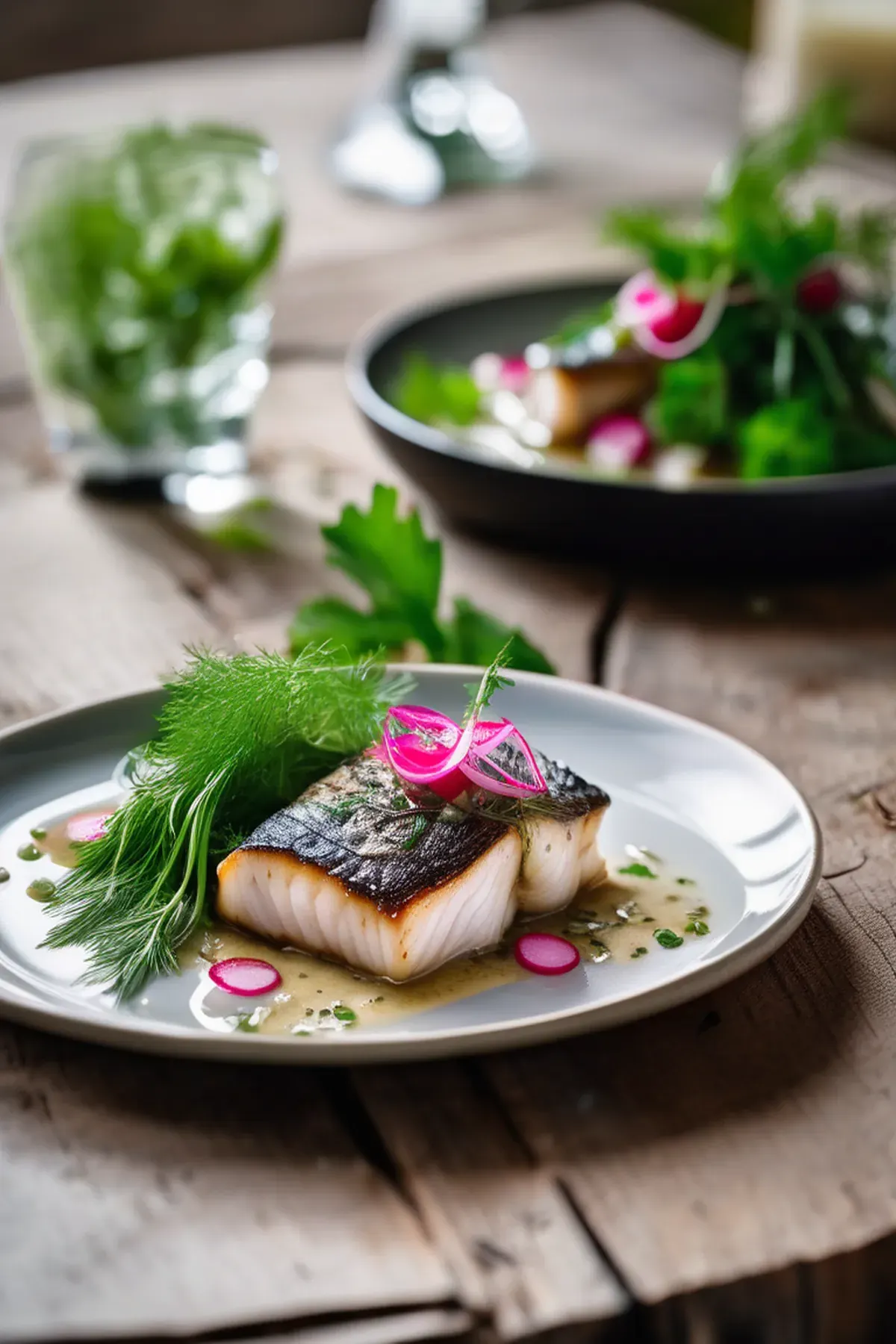 Roasted Cod with Radish and Brown Butter Sauce