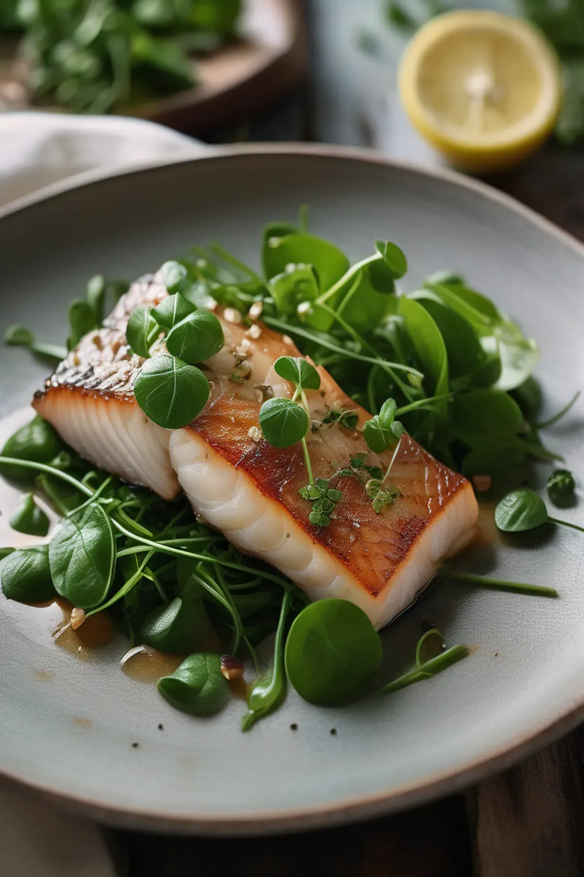 Roasted Cod with Watercress