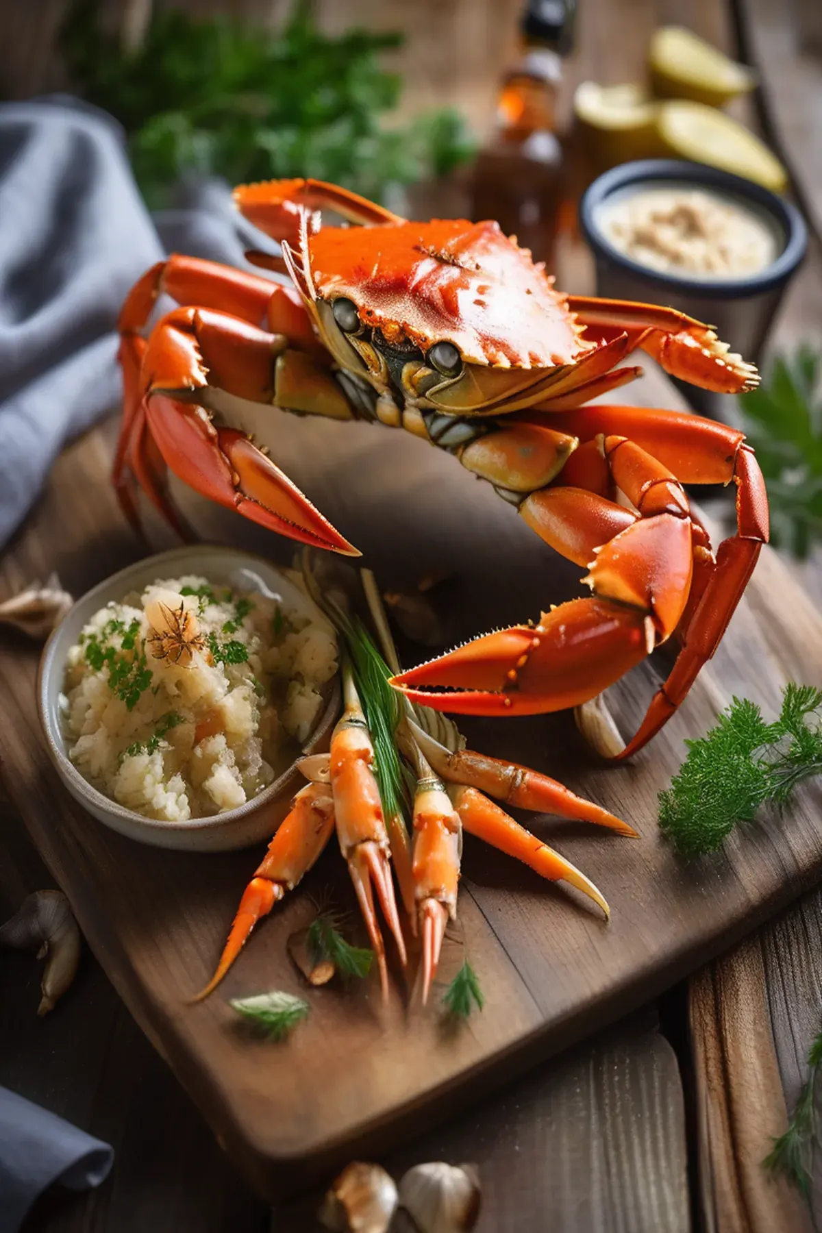 Roasted Crab with Caramelized Carrots and Garlic Butter