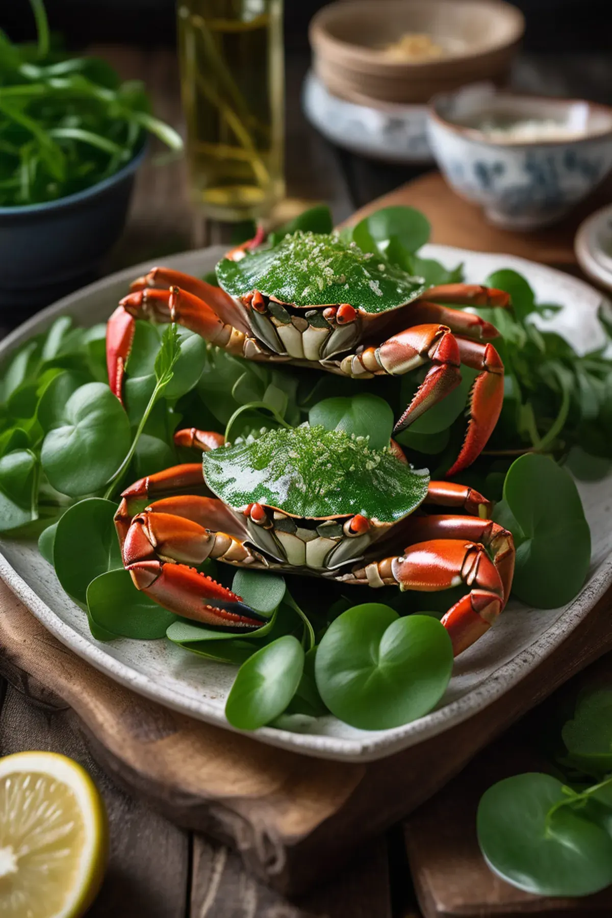 Roasted Crab with Watercress
