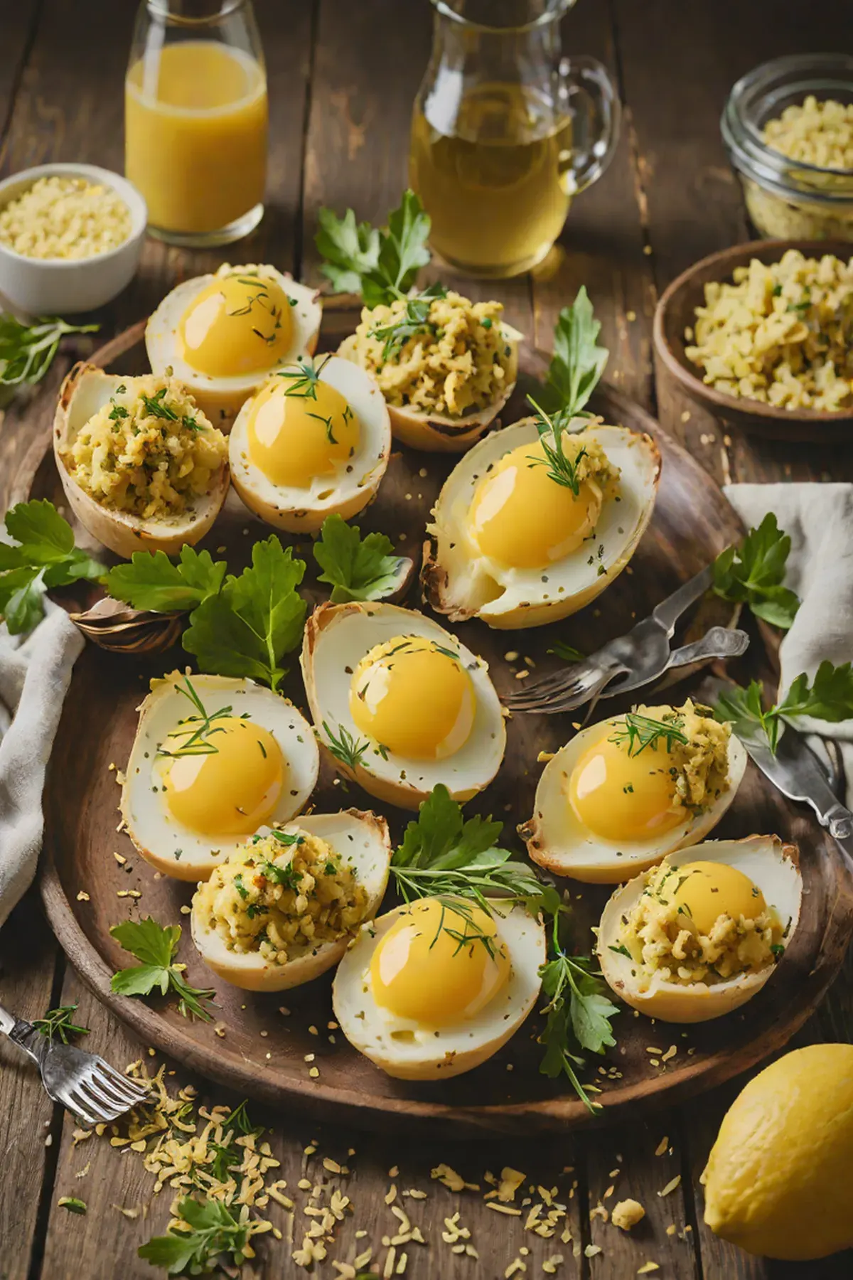 Roasted Eggs with Artichoke Hearts and Herb Breadcrumbs