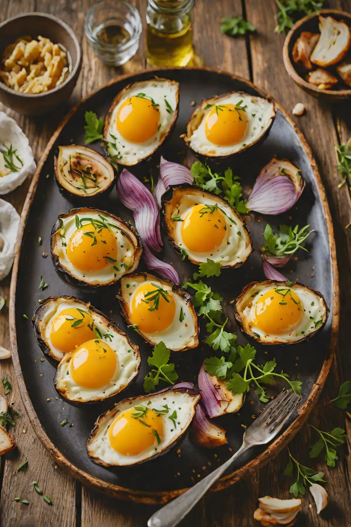 Roasted Eggs with Aubergine
