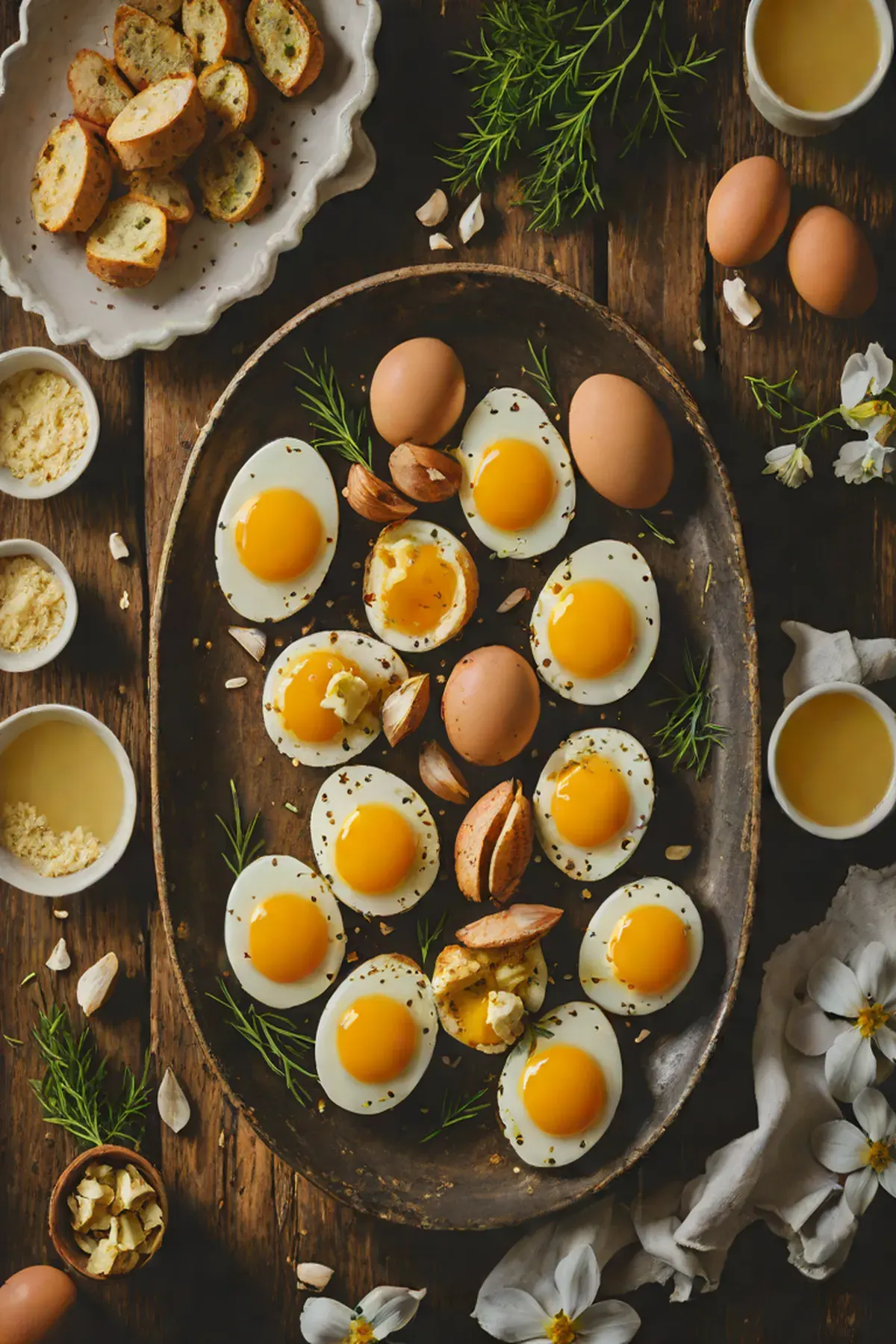 Roasted Eggs with Garlic