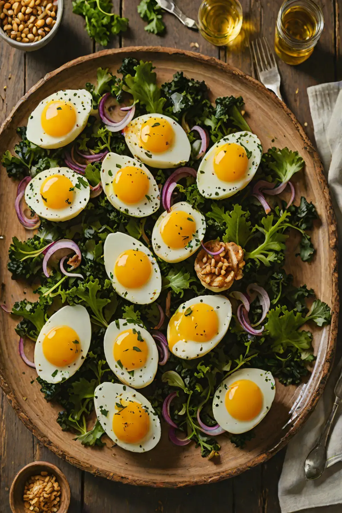 Roasted Eggs with Kale