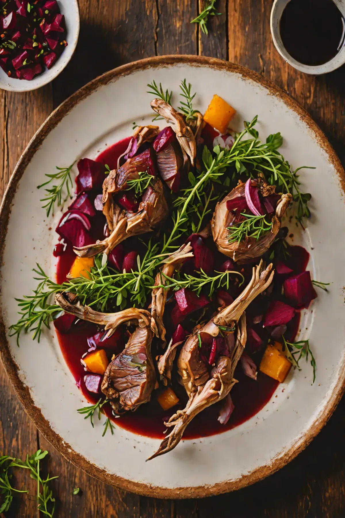 Roasted Goat with Beetroot and Thyme