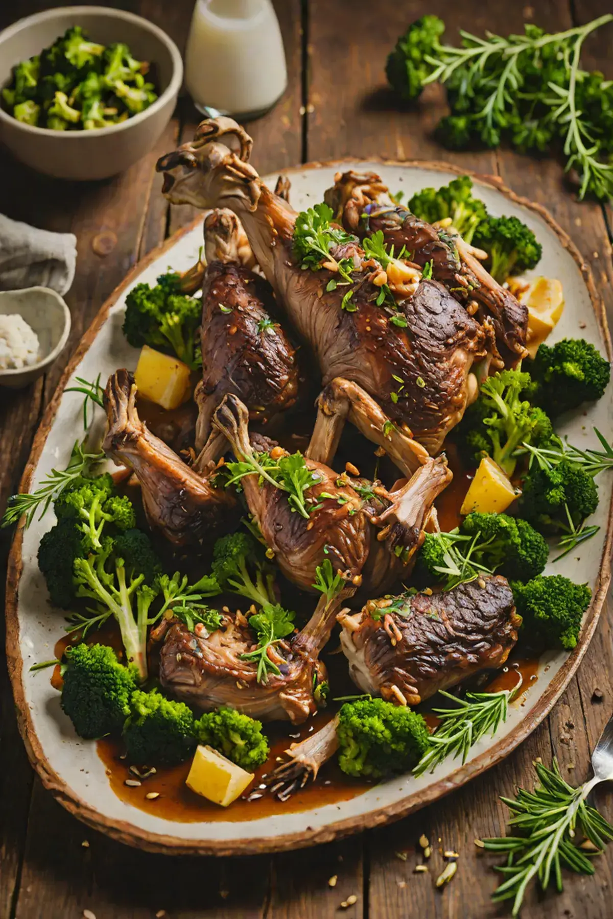 Roasted Goat with Broccoli