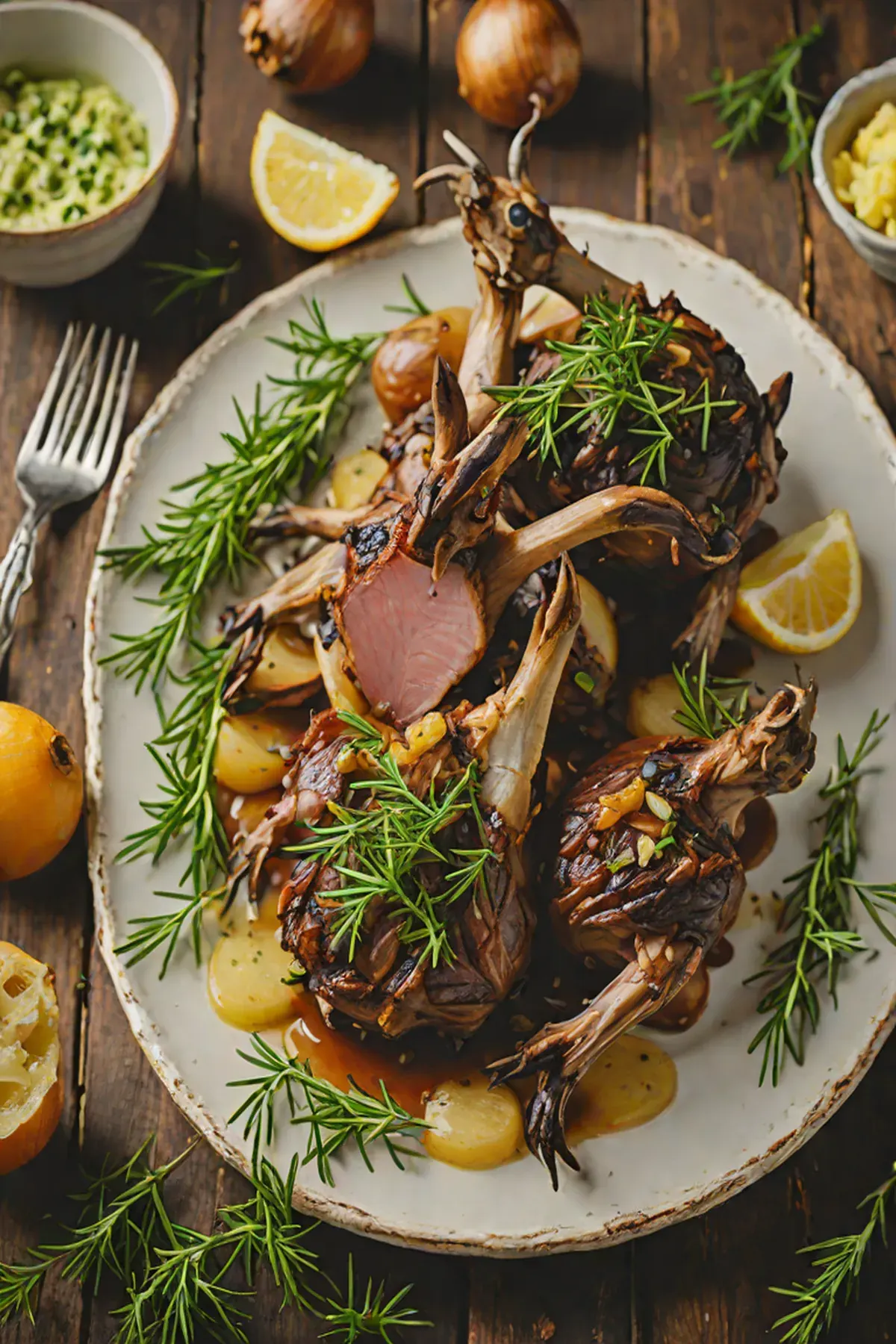 Roasted Goat with Caramelized Onion and Herb Butter