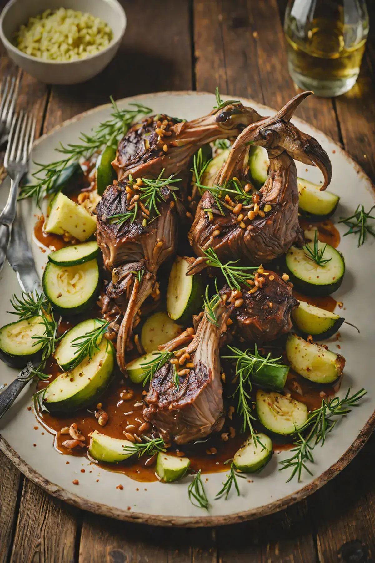 Roasted Goat with Courgette