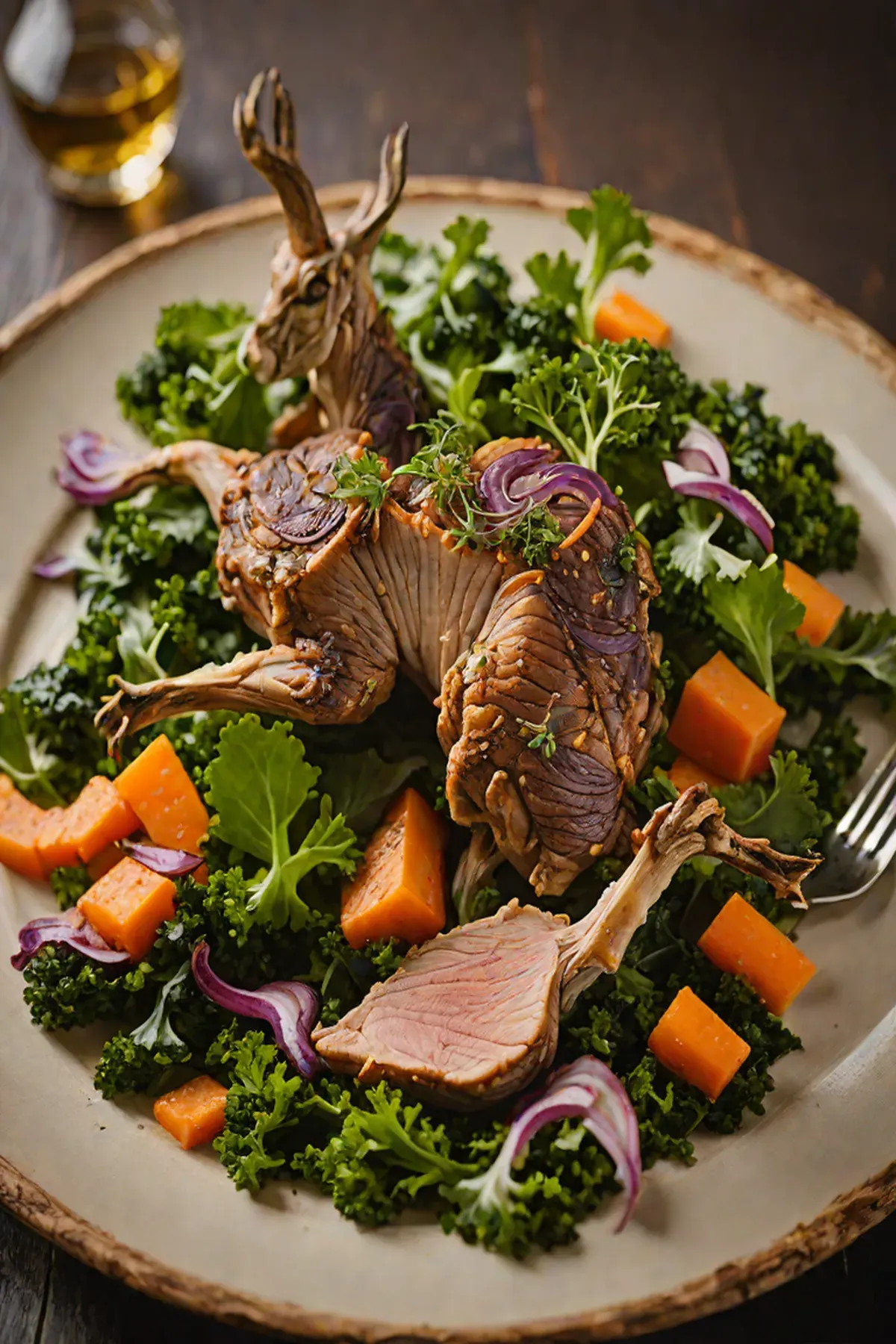 Roasted Goat with Kale