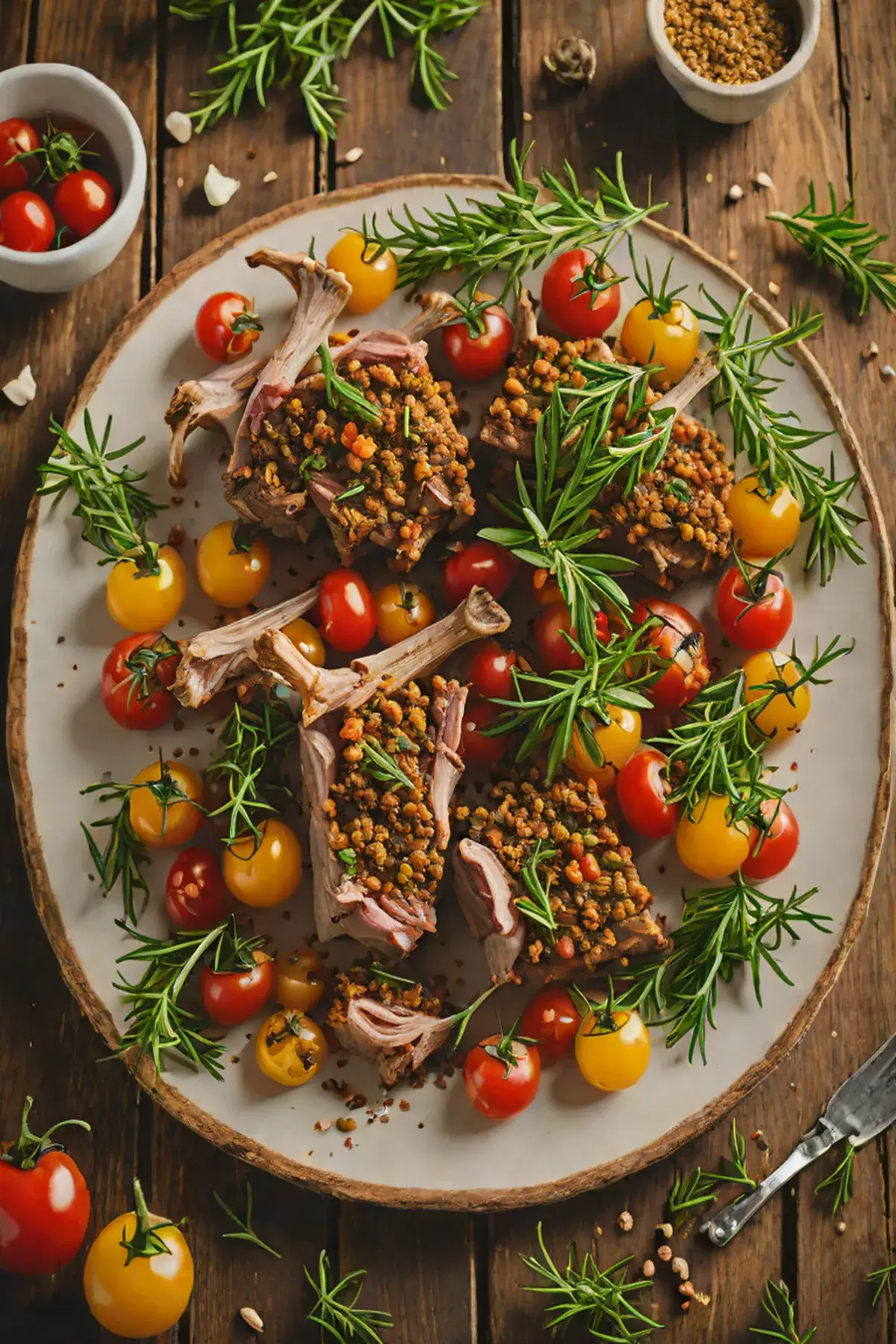 Roasted Goat with Tomato and Herb Crust