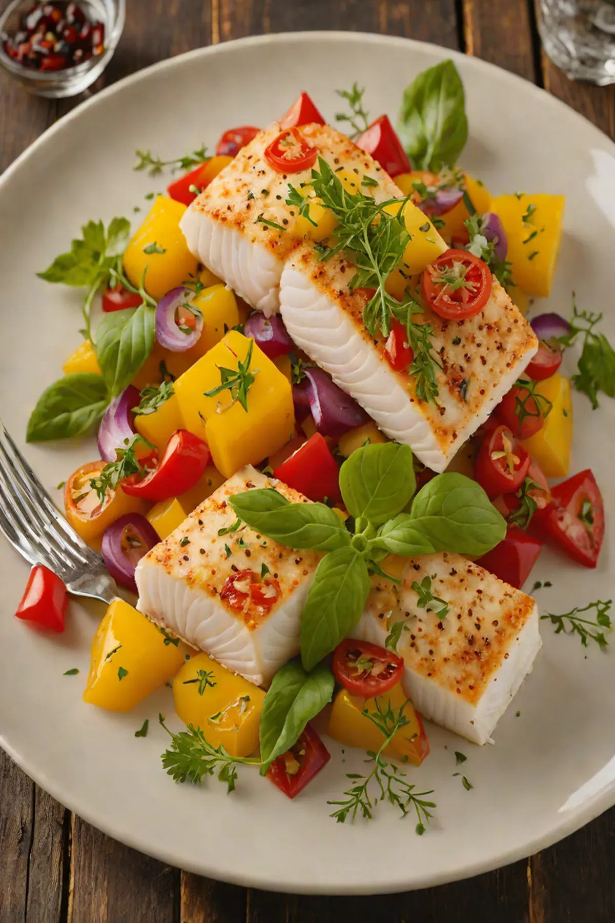 Roasted Halibut with Bell Pepper