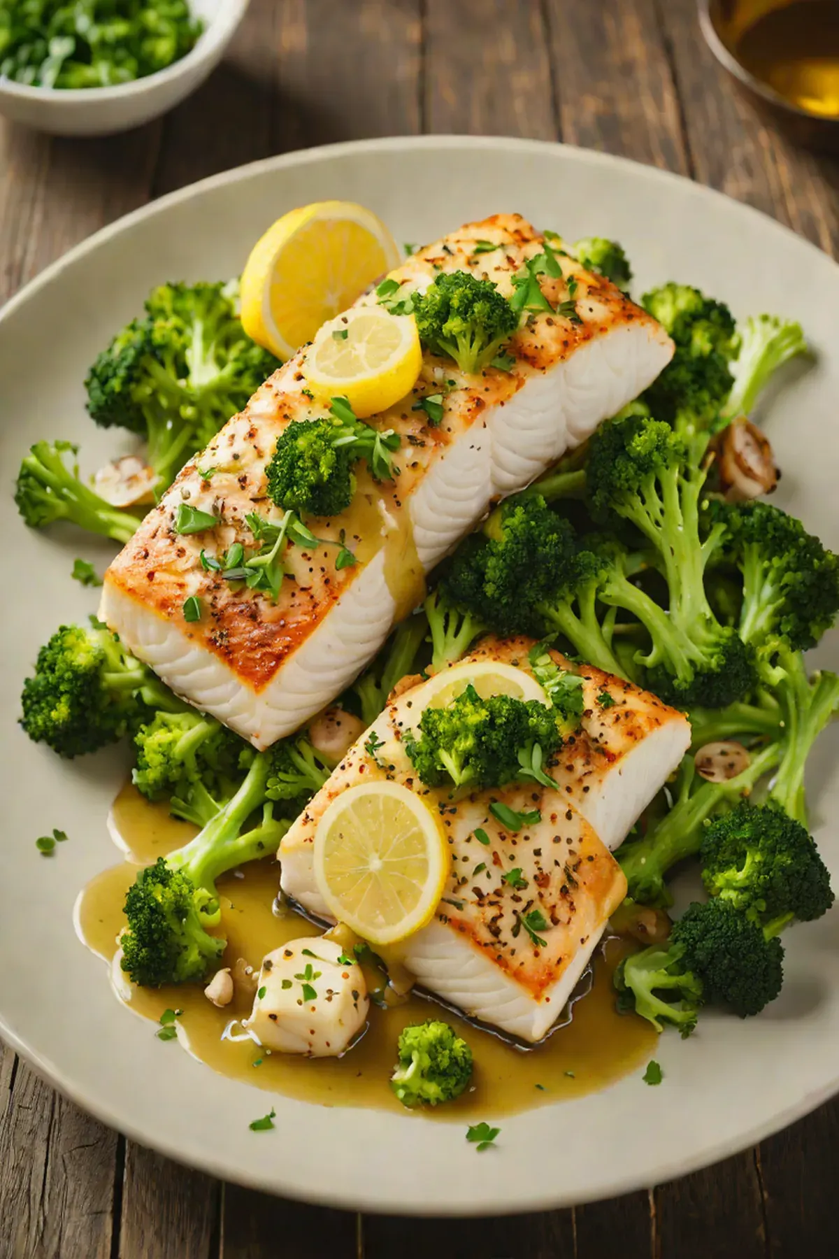 Roasted Halibut with Broccoli