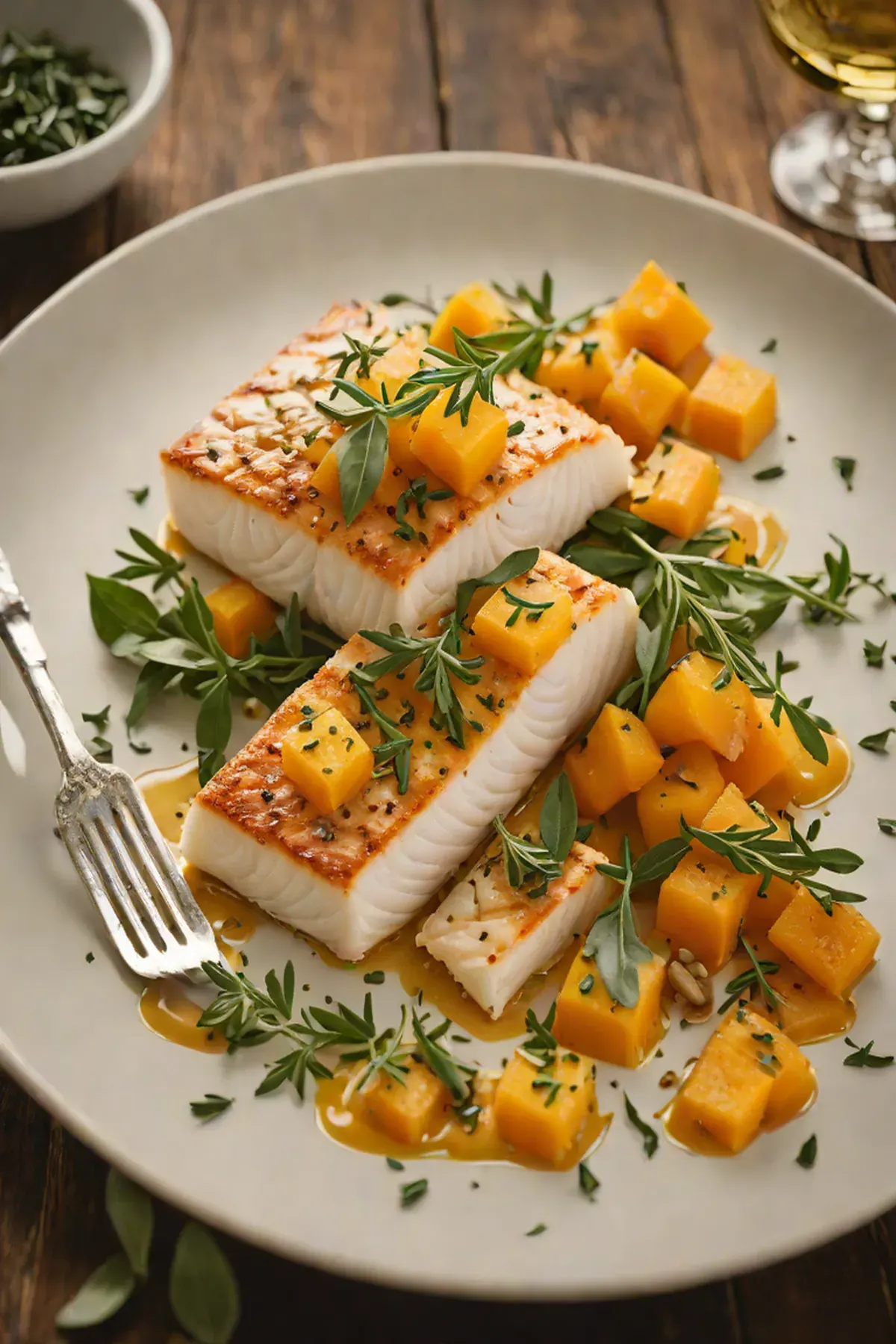 Roasted Halibut with Butternut Squash