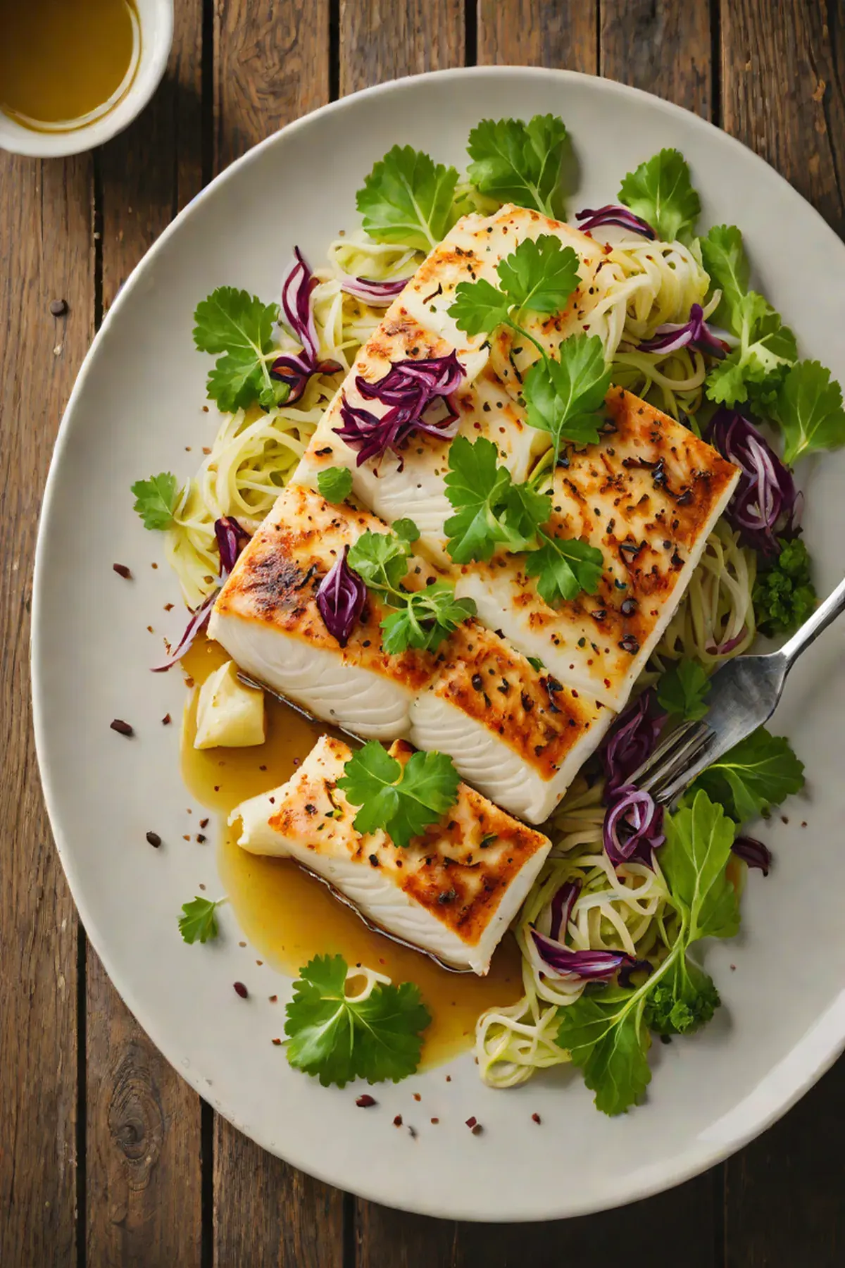 Roasted Halibut with Cabbage