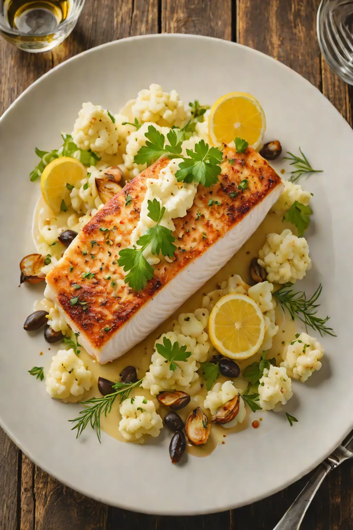 Roasted Halibut with Cauliflower