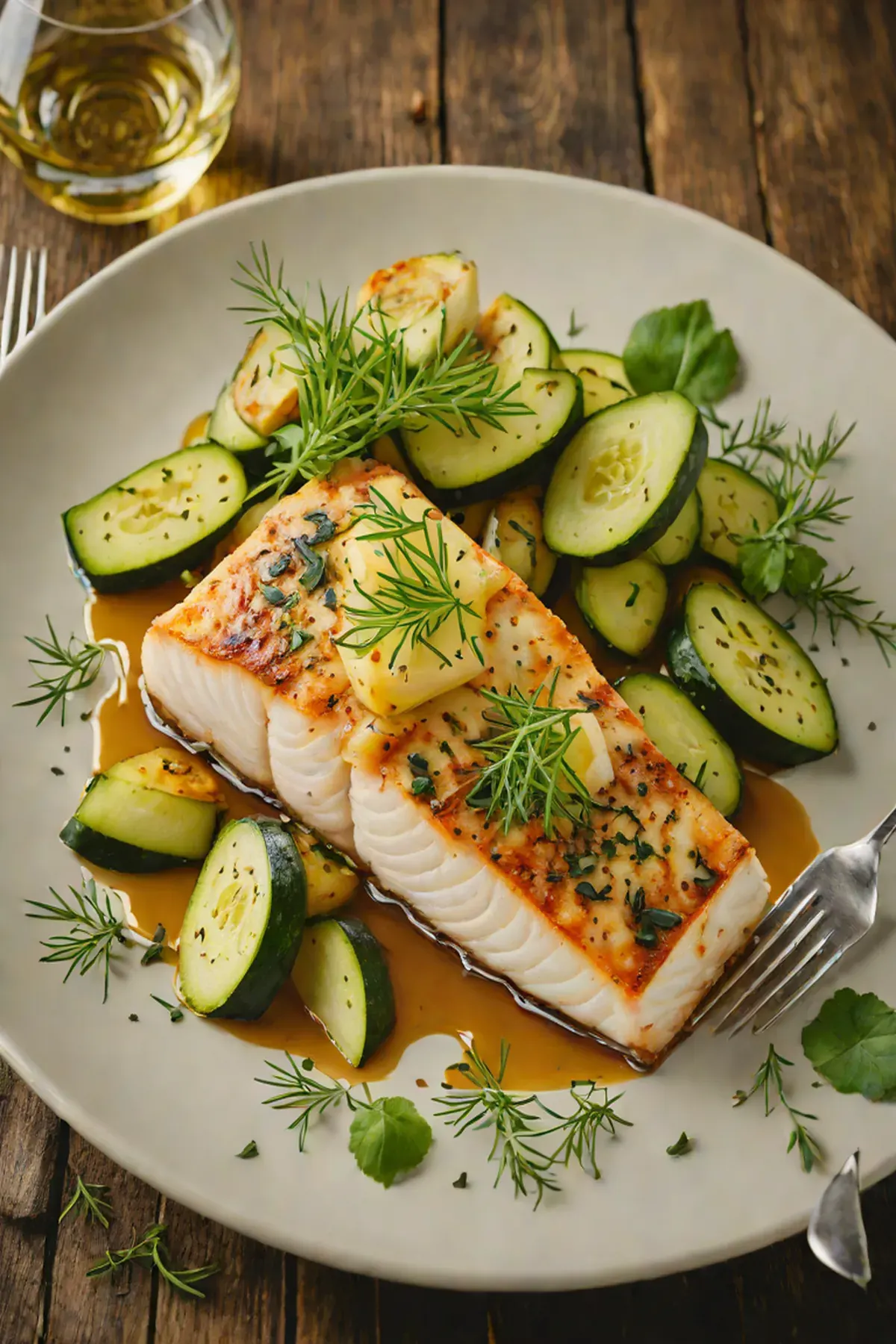 Roasted Halibut with Courgette