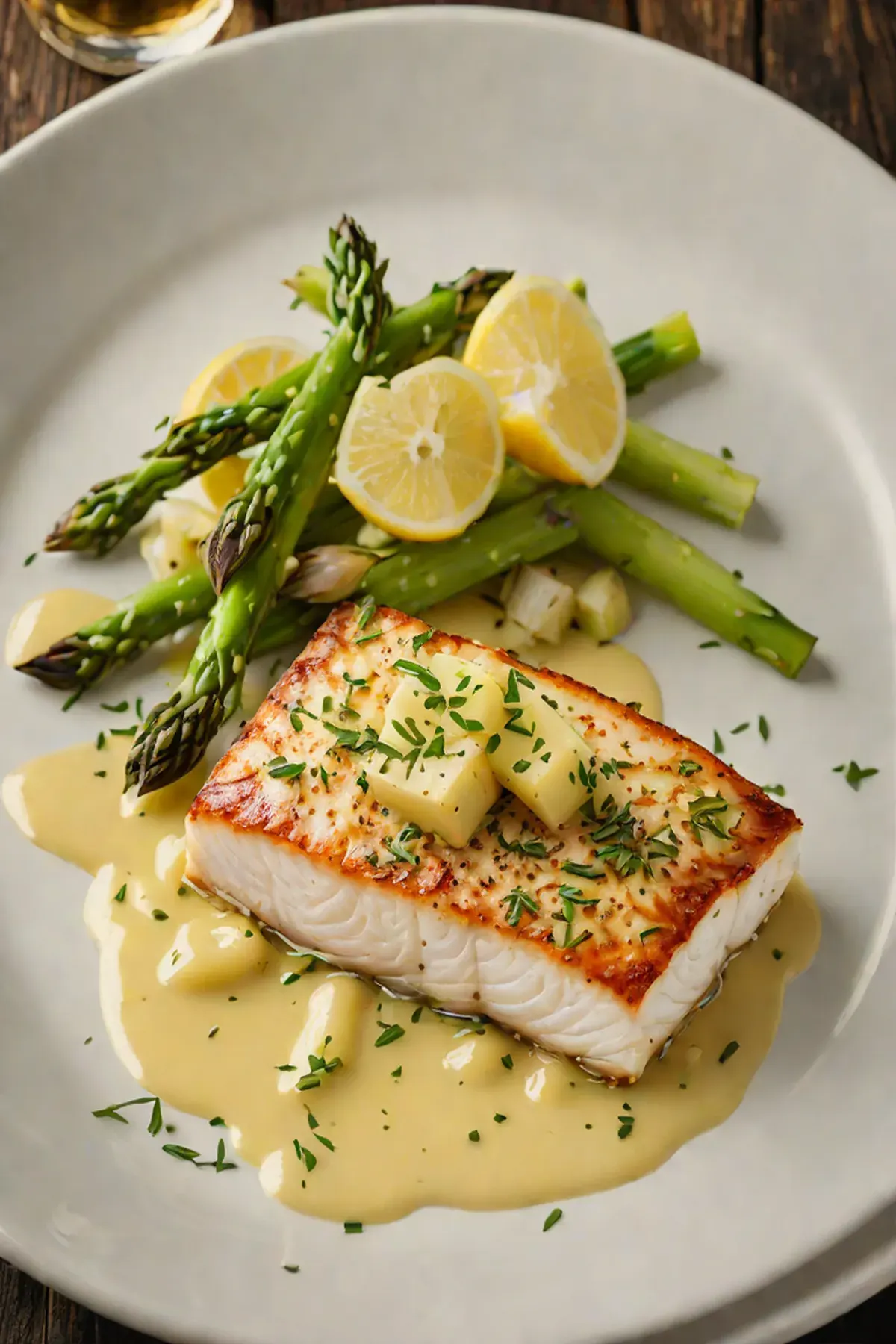 Roasted Halibut with Leek and Lemon Beurre Blanc