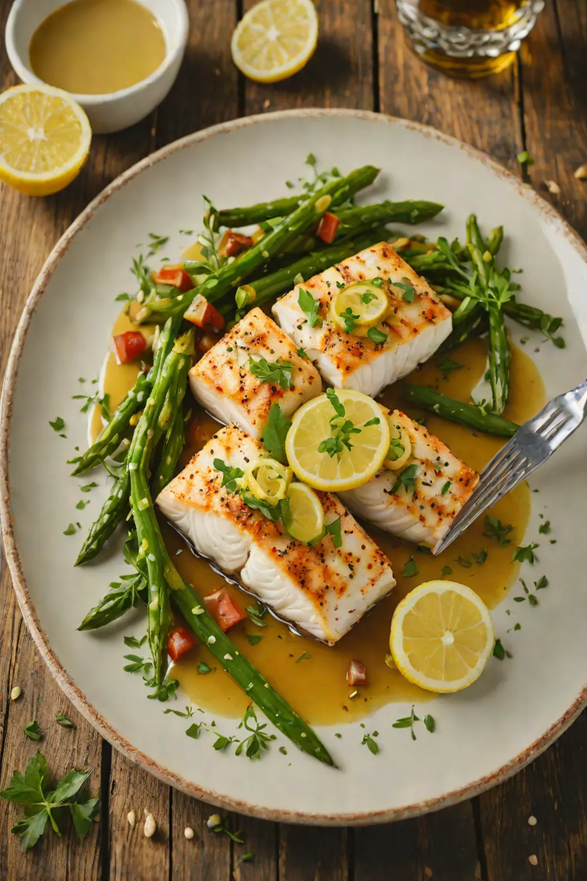 Roasted Halibut with Okra