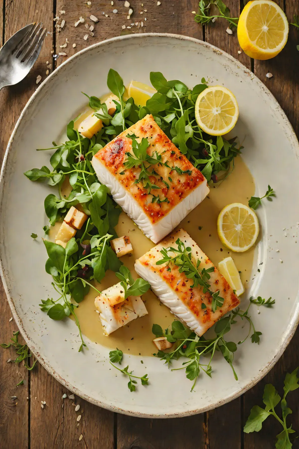 Roasted Halibut with Rocket