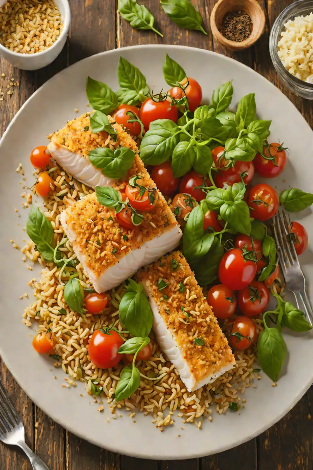 Roasted Halibut with Tomato and Herb Crust