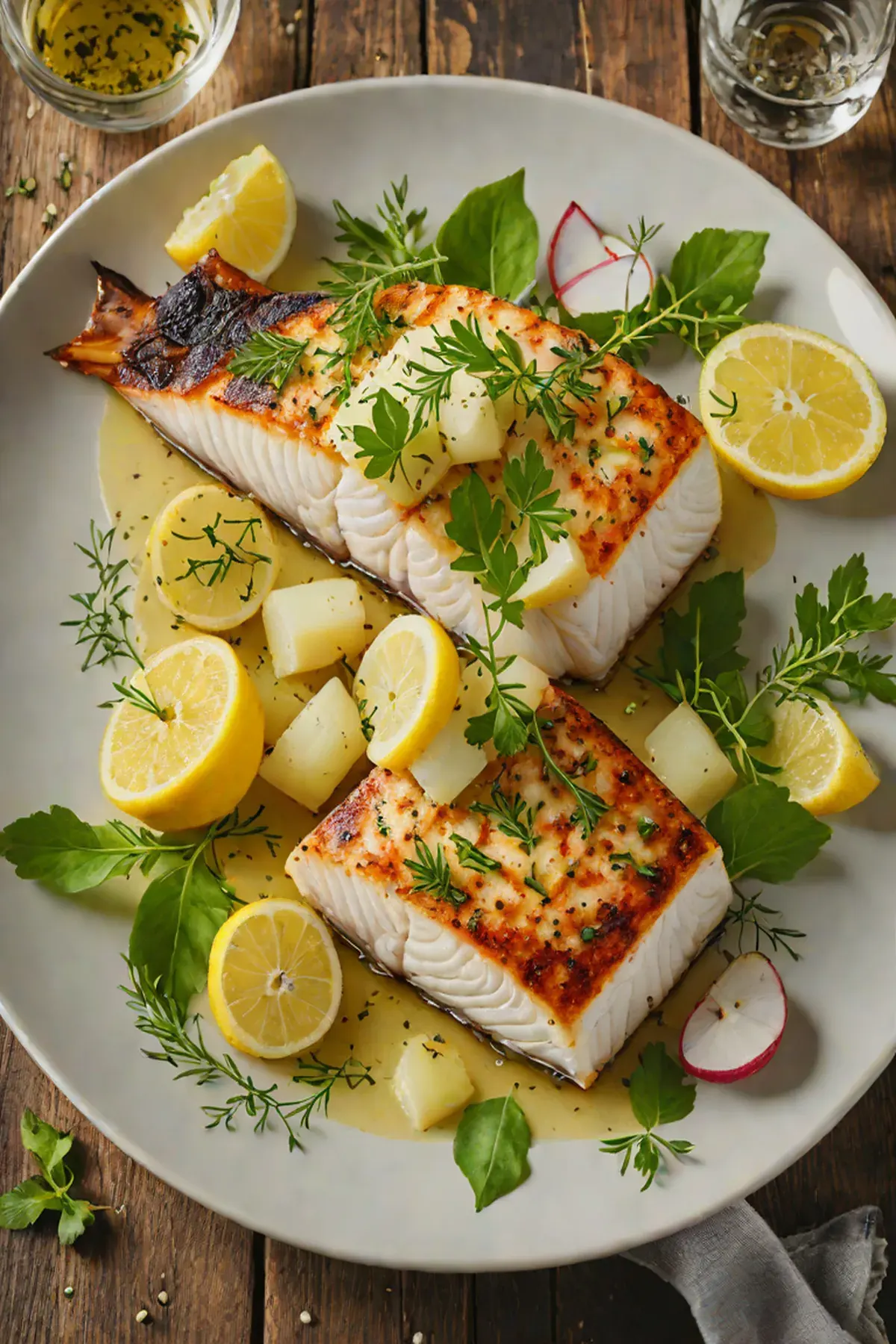 Roasted Halibut with Turnip and Herb Butter