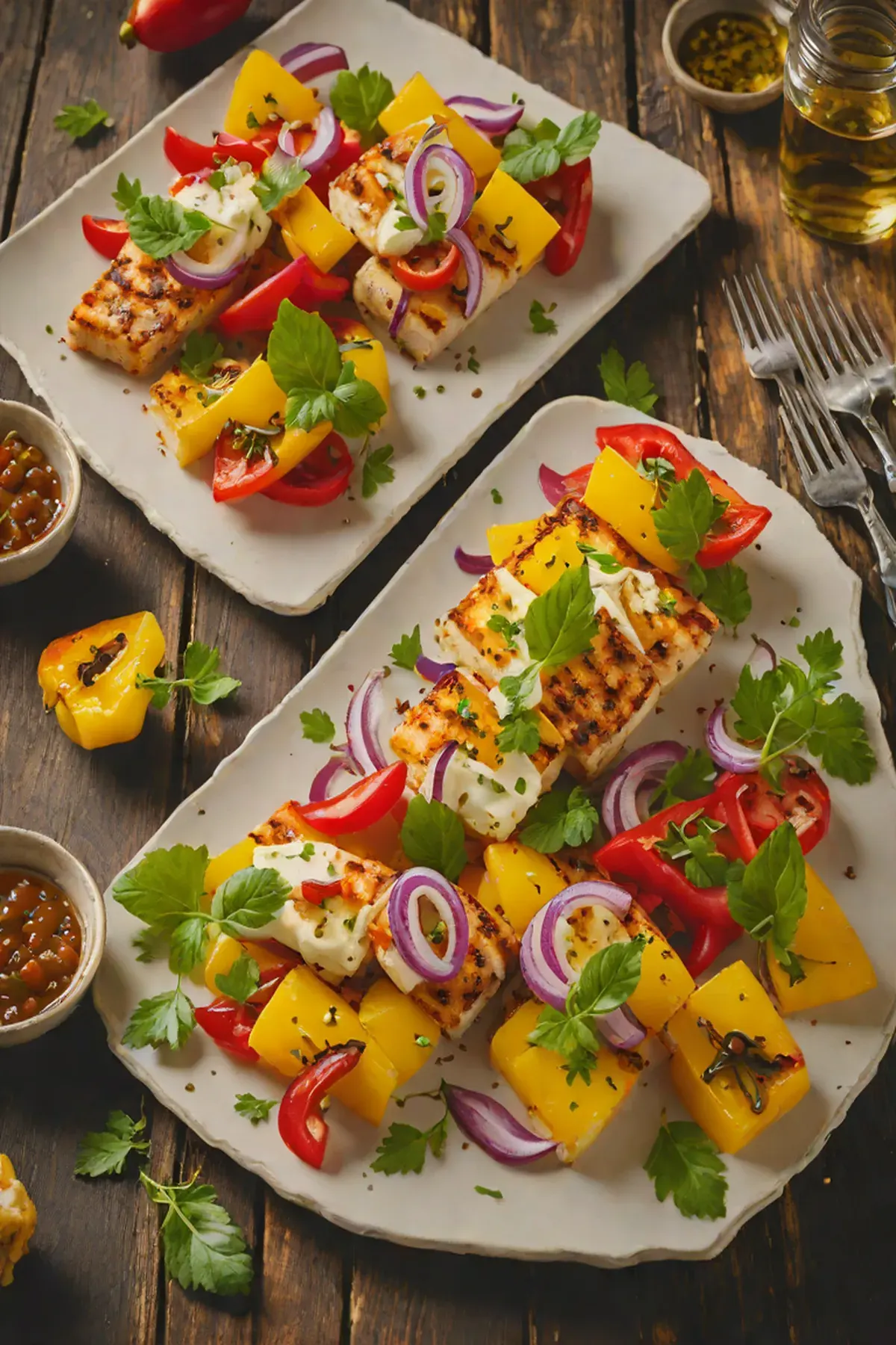 Roasted Halloumi with Bell Pepper