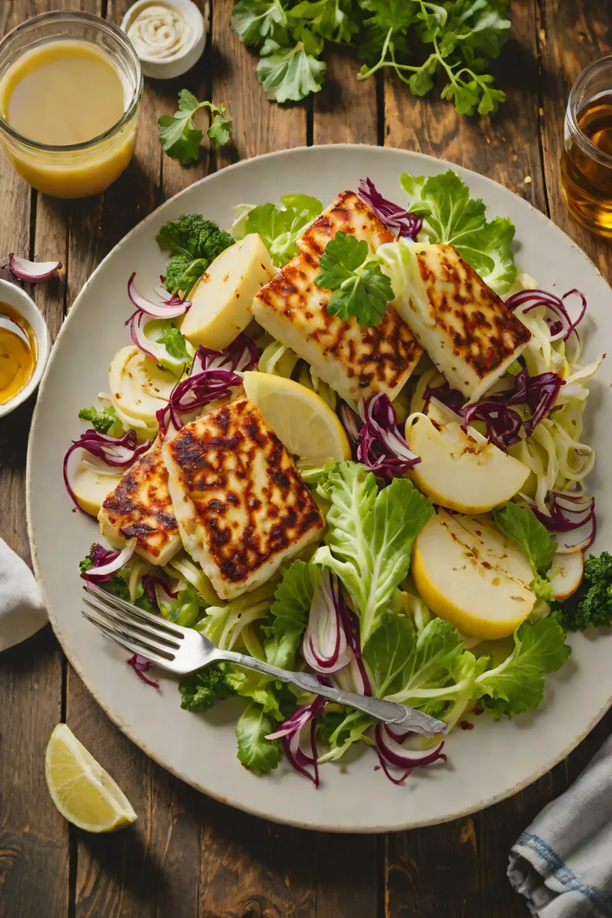 Roasted Halloumi with Cabbage
