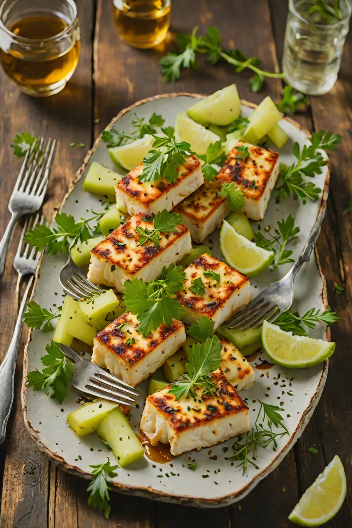 Roasted Halloumi with Celery