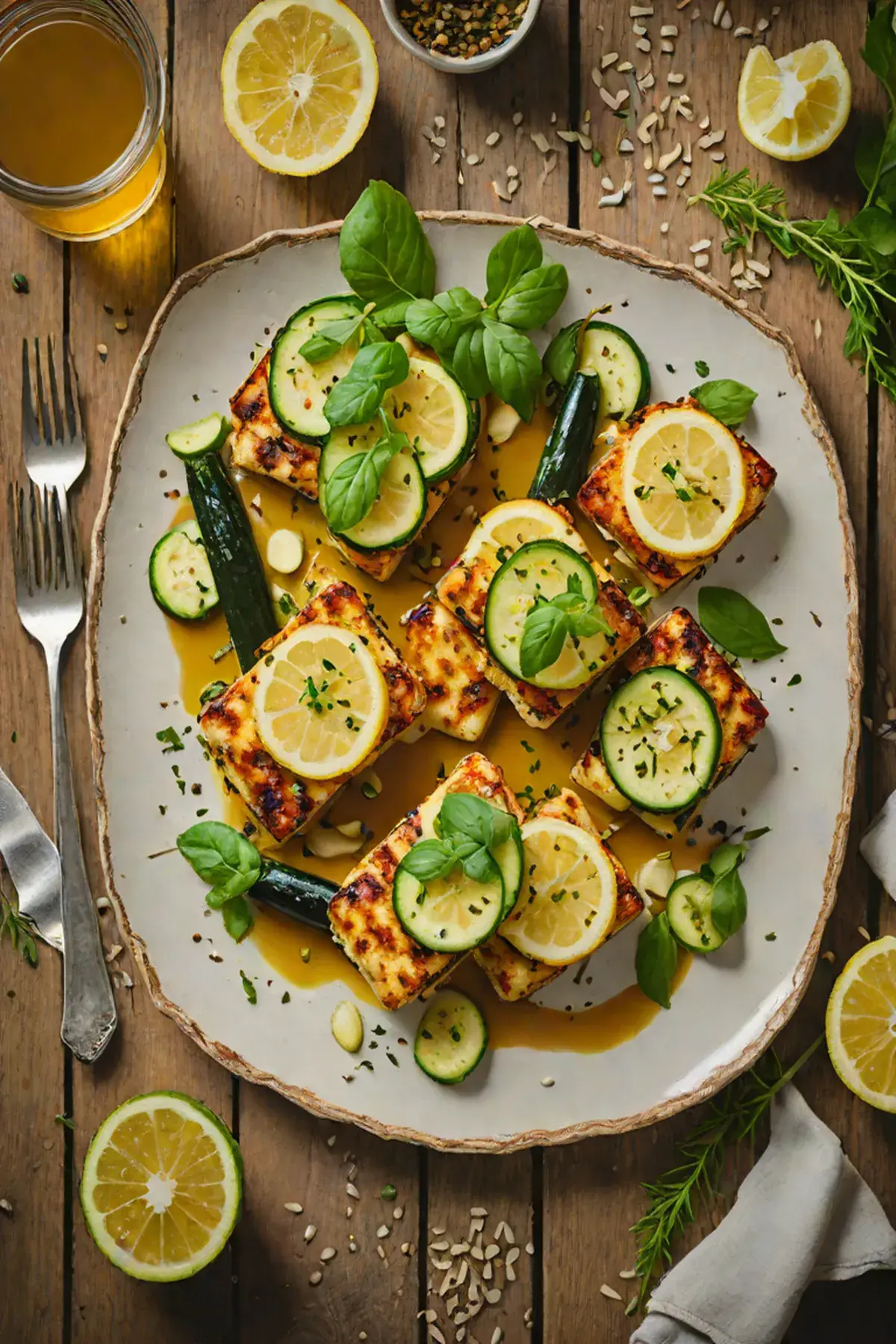 Roasted Halloumi with Courgette