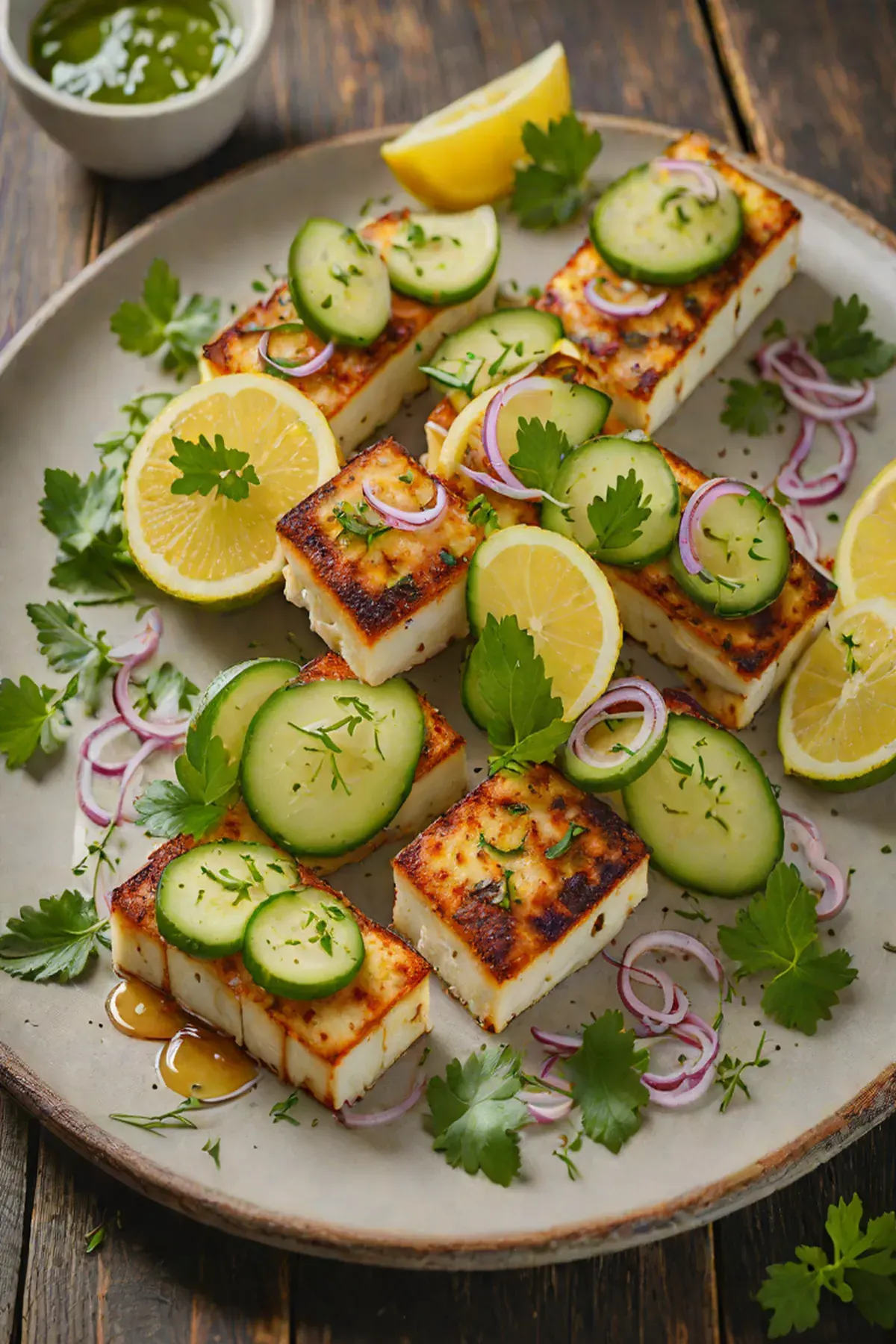 Roasted Halloumi with Cucumber