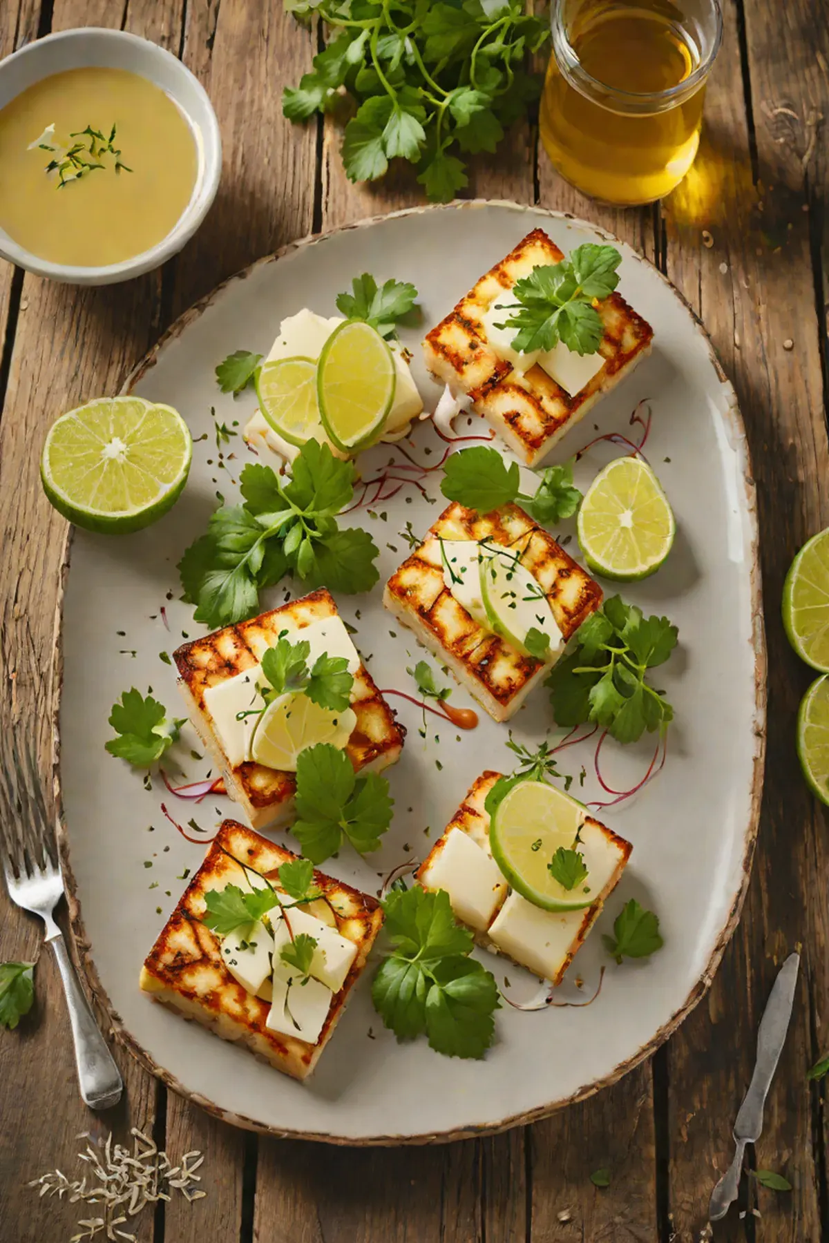 Roasted Halloumi with Daikon