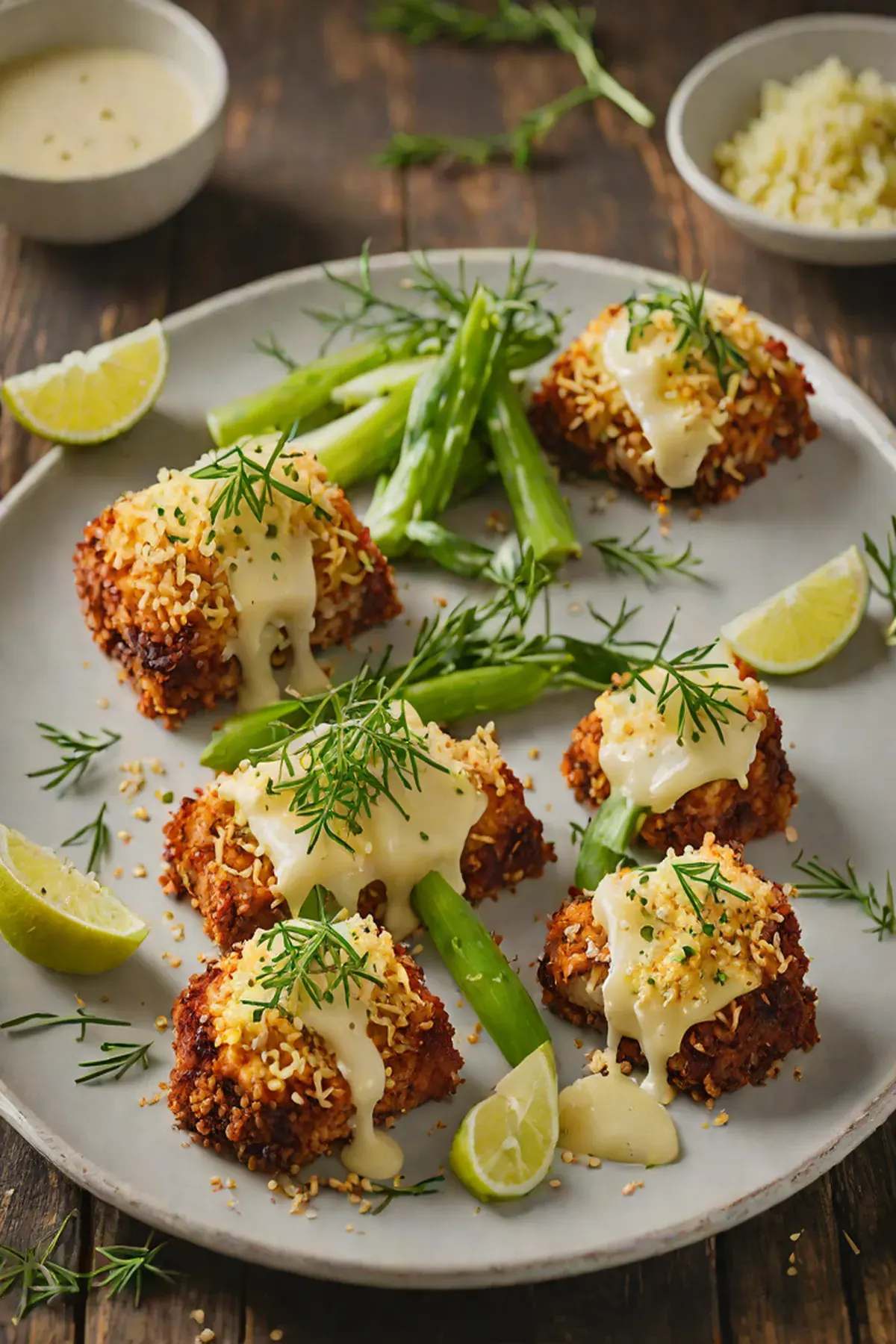 Roasted Halloumi with Leek and Crispy Herb Crust