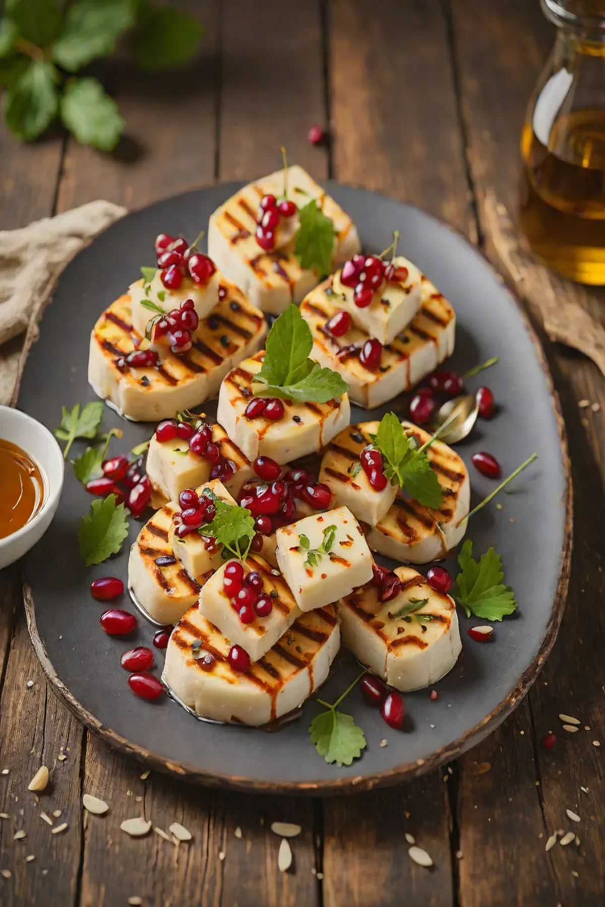 Roasted Halloumi with Lotus Root