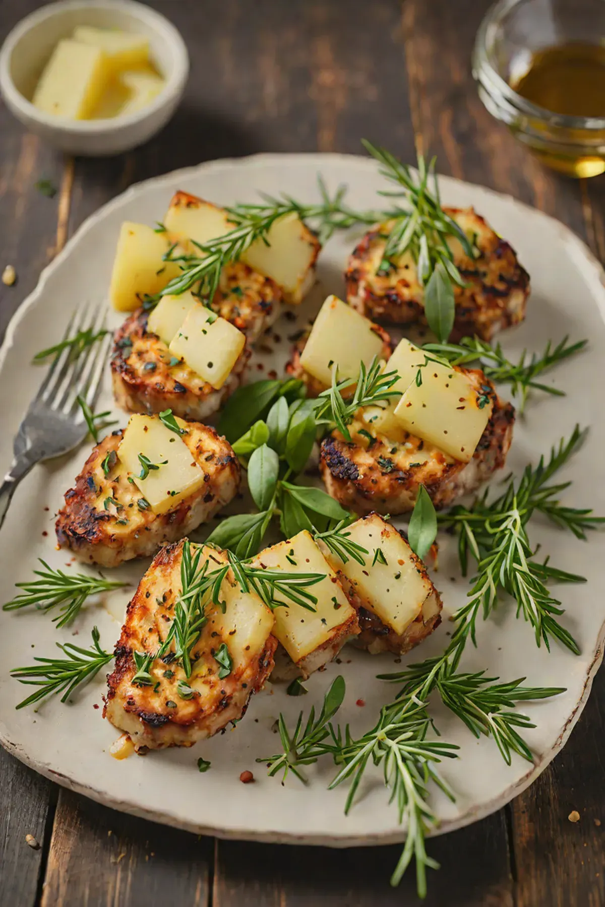 Roasted Halloumi with Potato and Herb Crust
