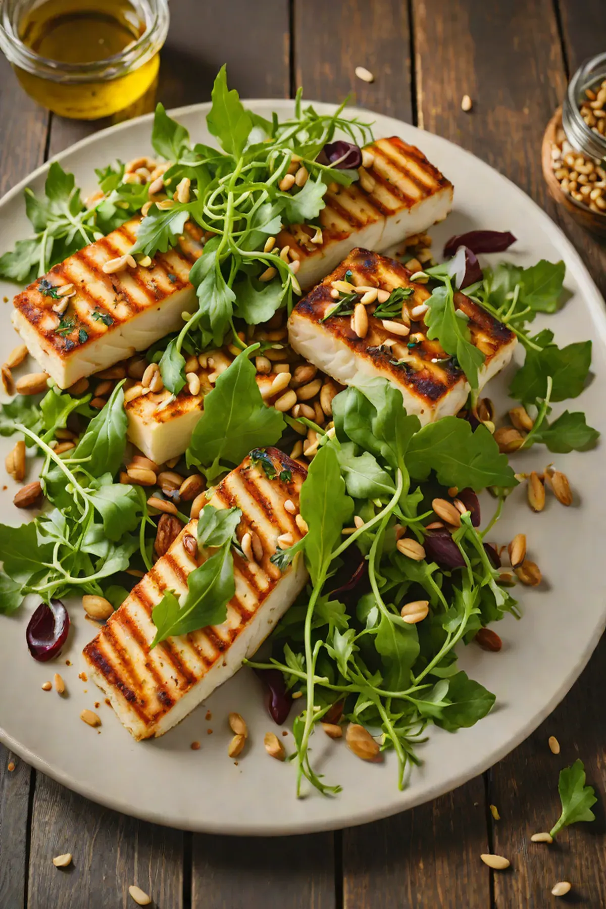 Roasted Halloumi with Rocket