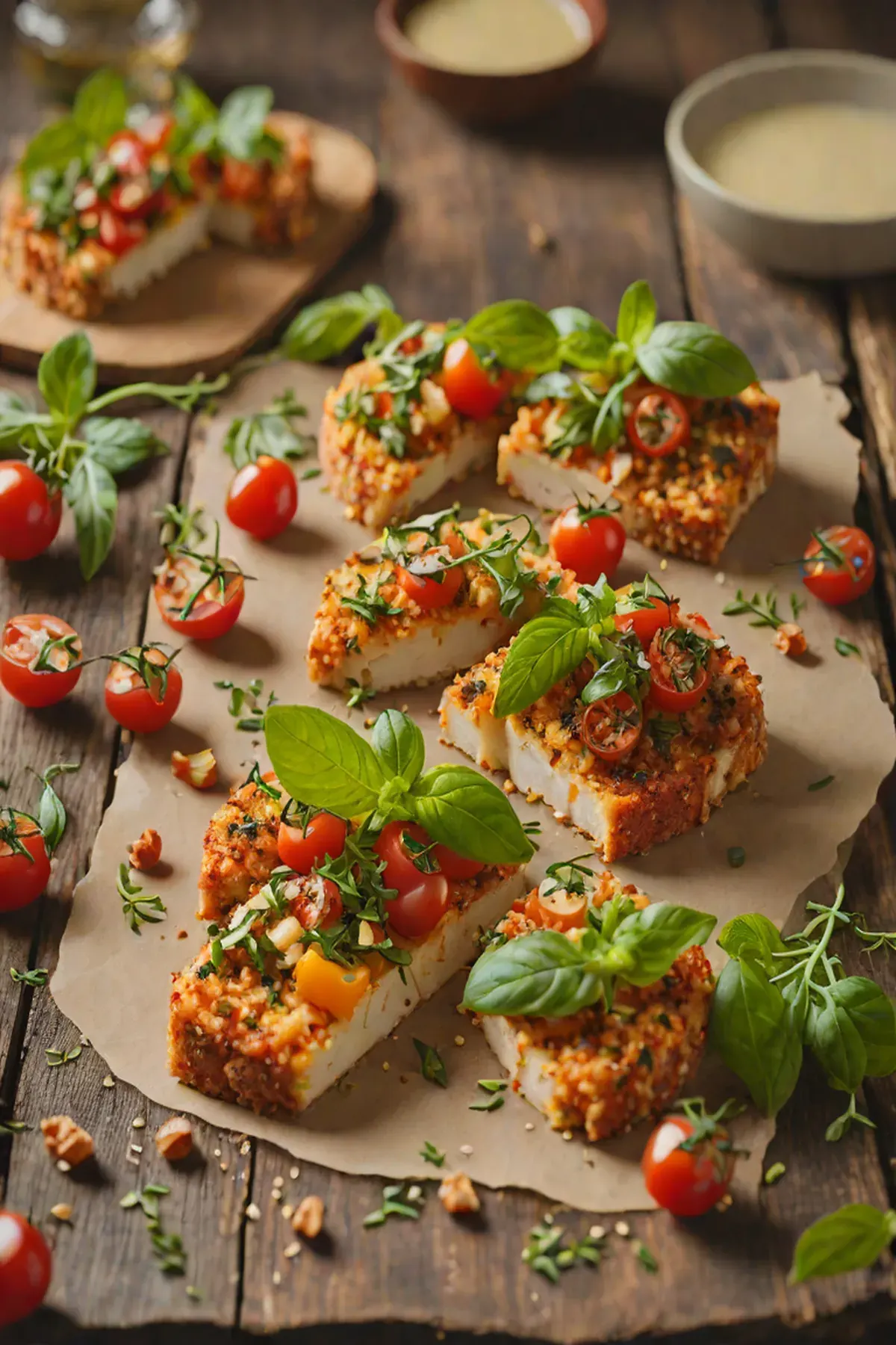 Roasted Halloumi with Tomato and Herb Crust