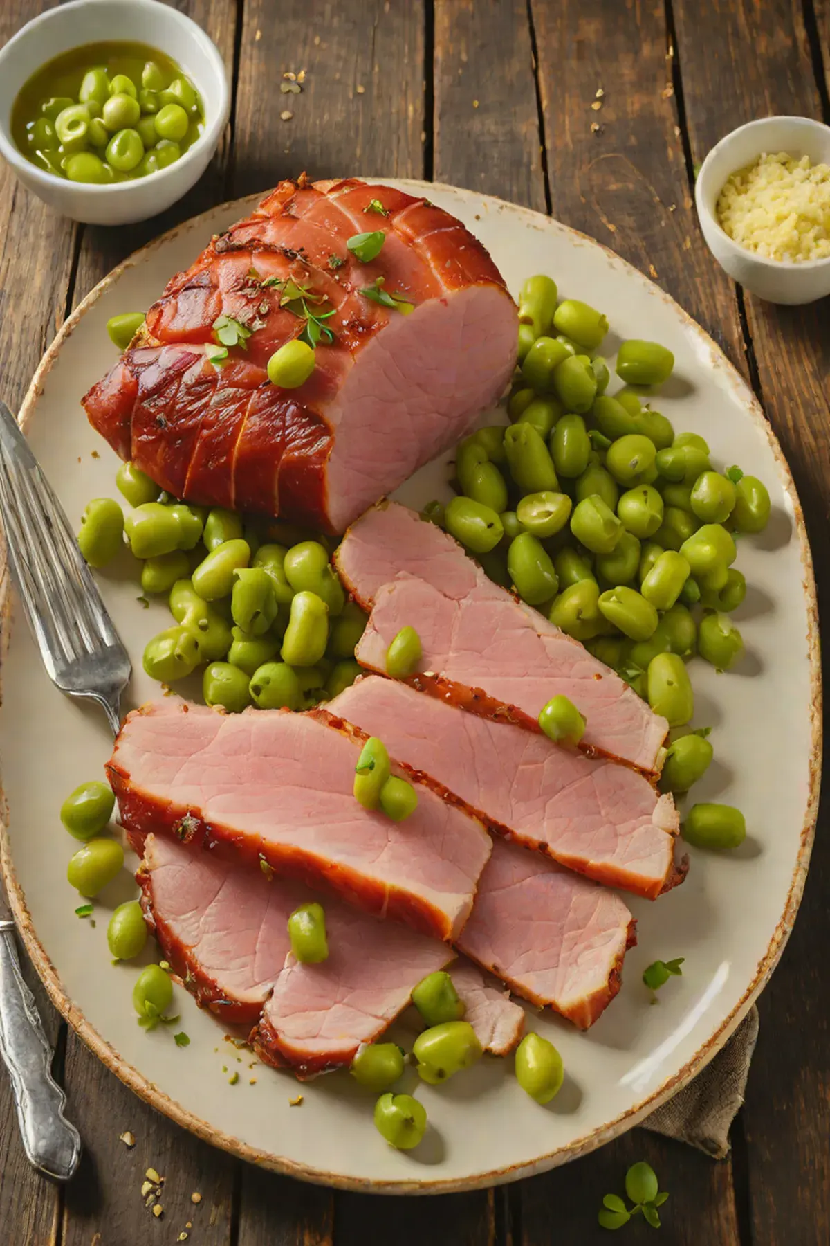 Roasted Ham with Edamame