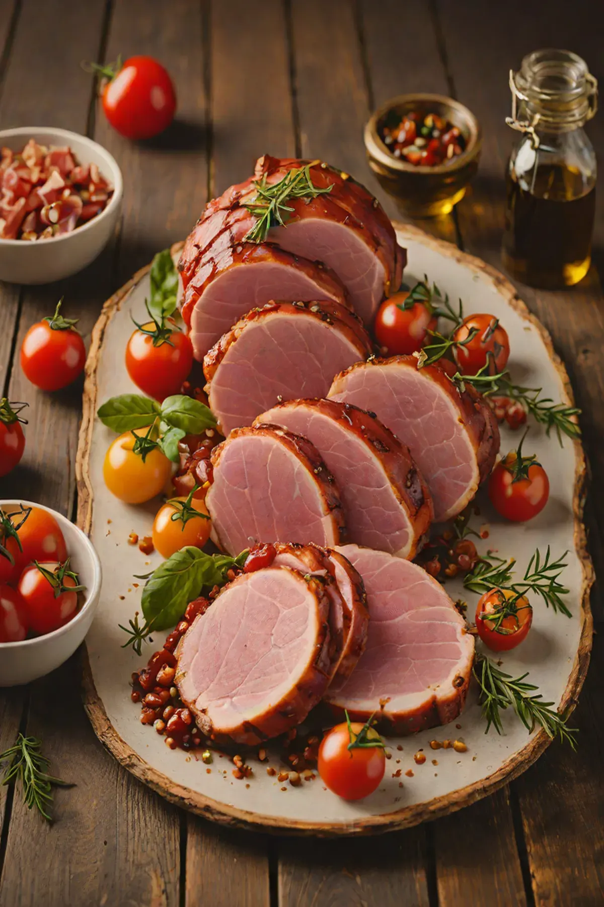 Roasted Ham with Tomato