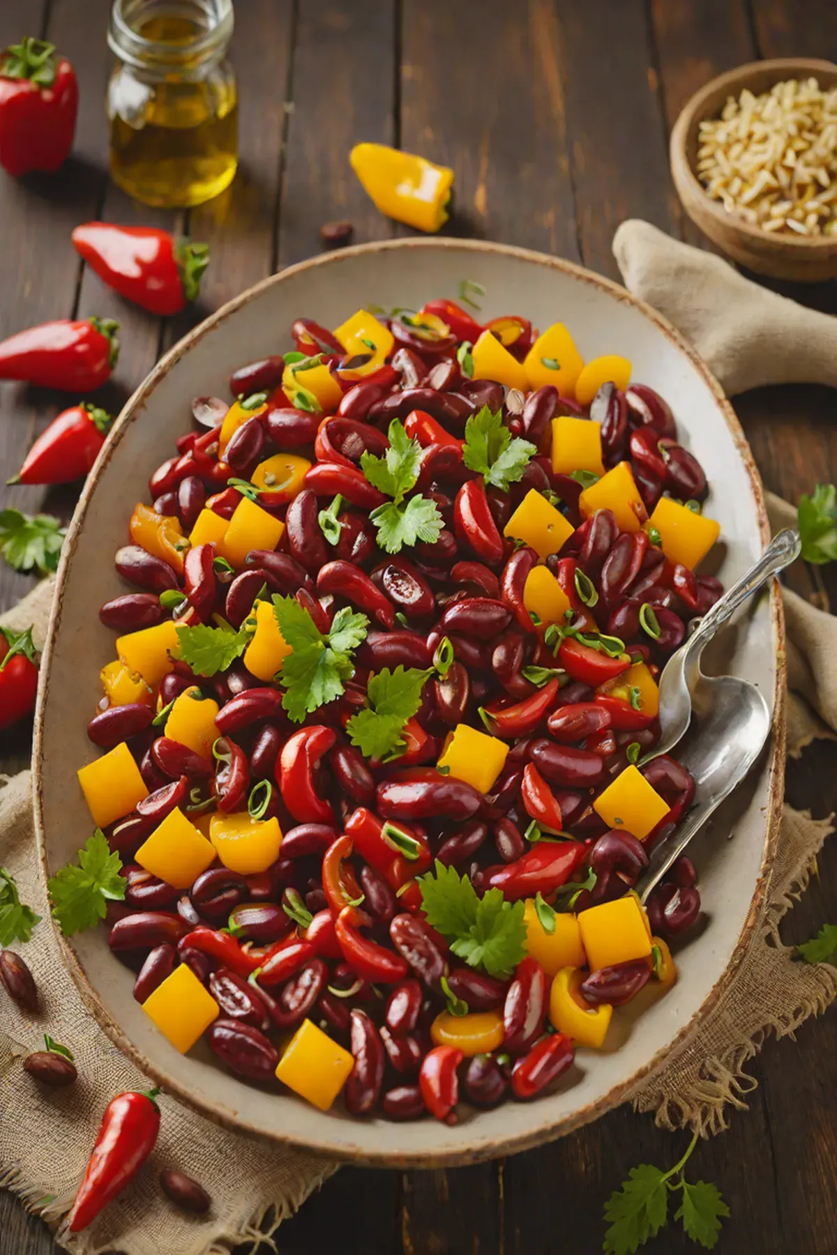 Roasted Kidney Beans with Bell Pepper