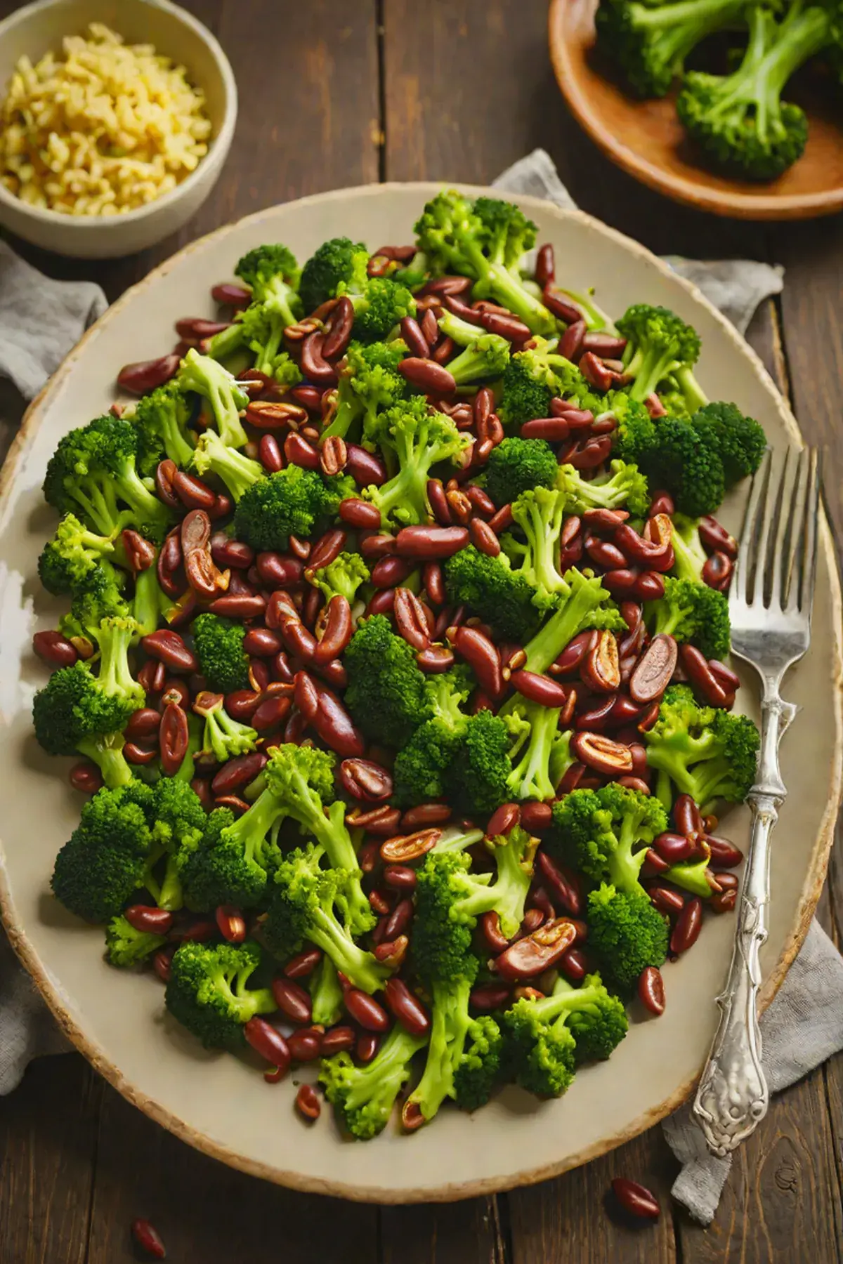 Roasted Kidney Beans with Broccoli